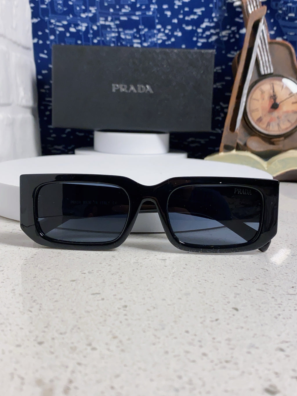 Prada Square Black Lens Sunglasses for Men & Women - detail image 9