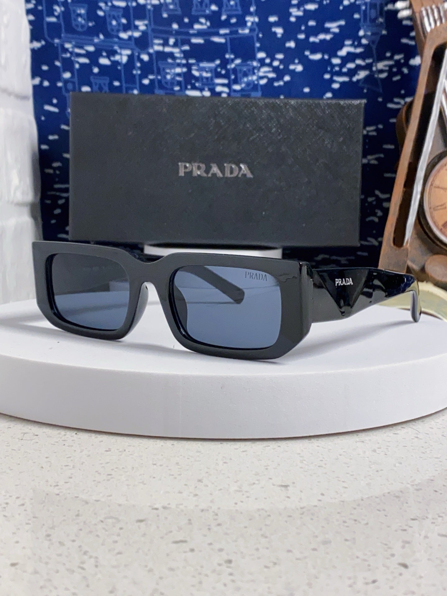 Prada Square Black Lens Sunglasses for Men & Women