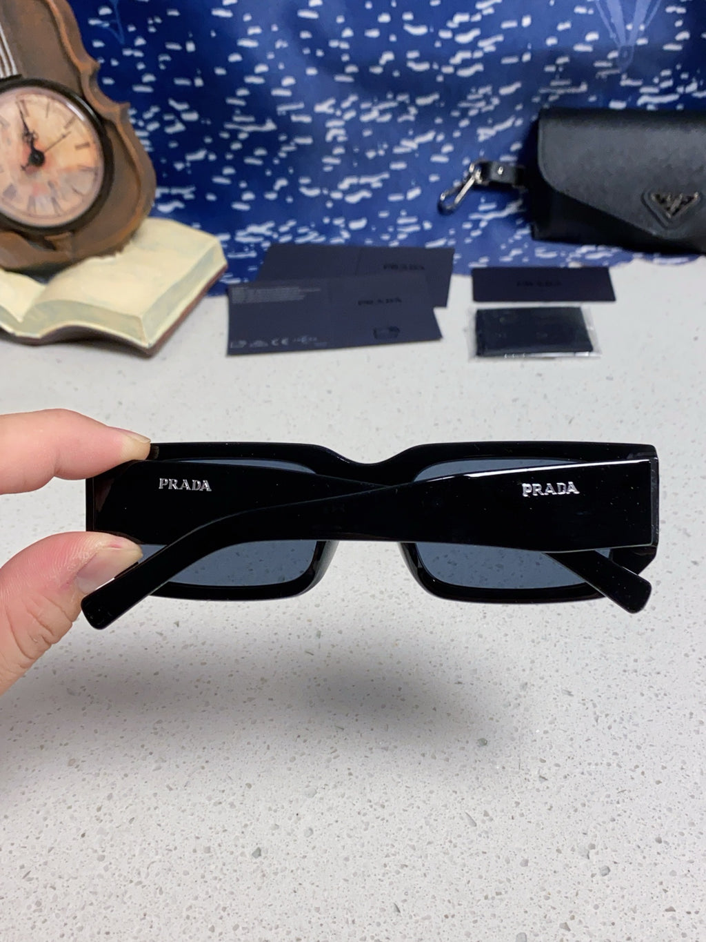 Prada Square Black Lens Sunglasses for Men & Women - detail image 5