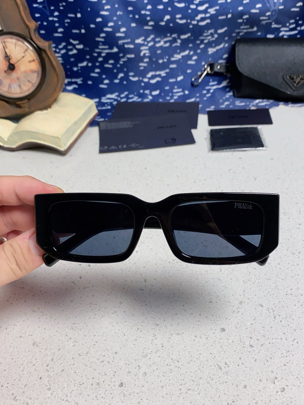 Prada Square Black Lens Sunglasses for Men & Women - 432134 - detail image 4