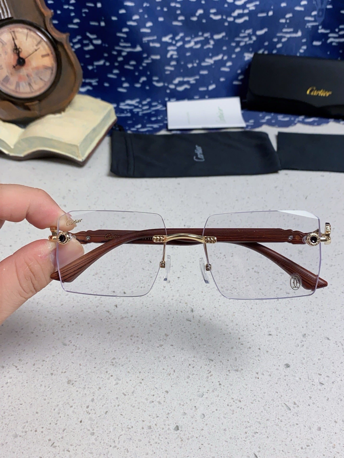 Cartier Lightweight Rimless Silver Lens Sunglasses for Men & Women - 998238 - detail image 4