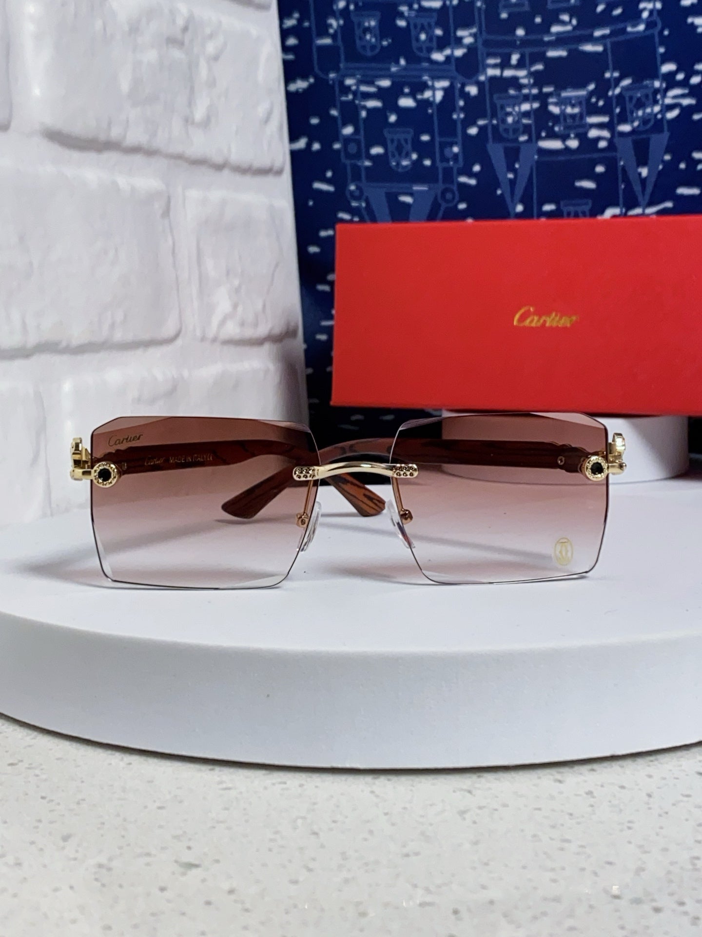Cartier Lightweight Rimless Silver Lens Sunglasses for Men & Women - 998240 - detail image 2