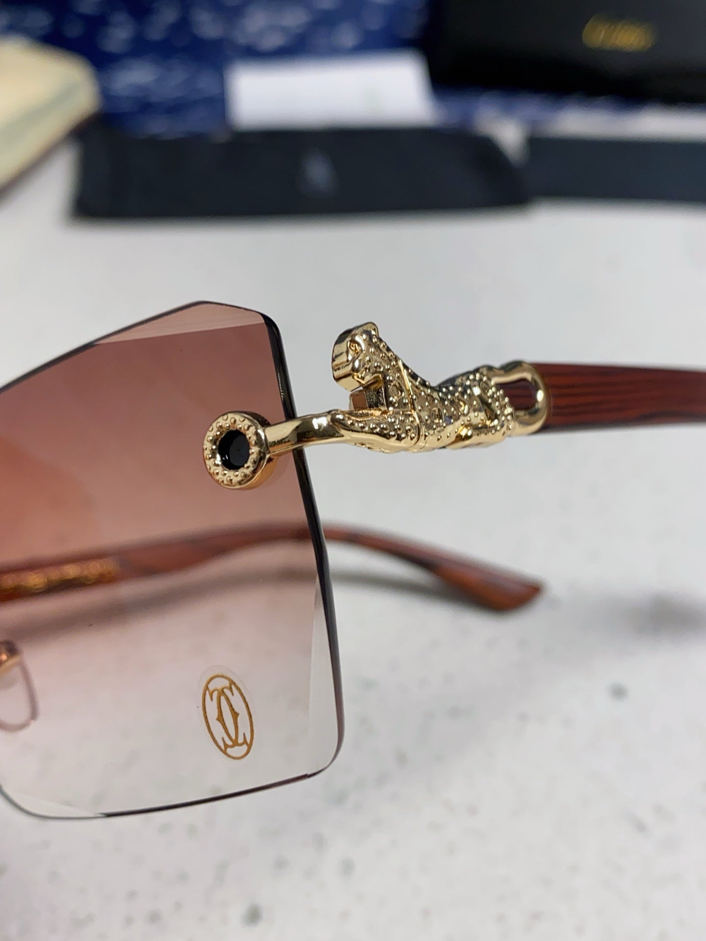 Cartier Lightweight Rimless Silver Lens Sunglasses for Men & Women - 998240 - detail image 7