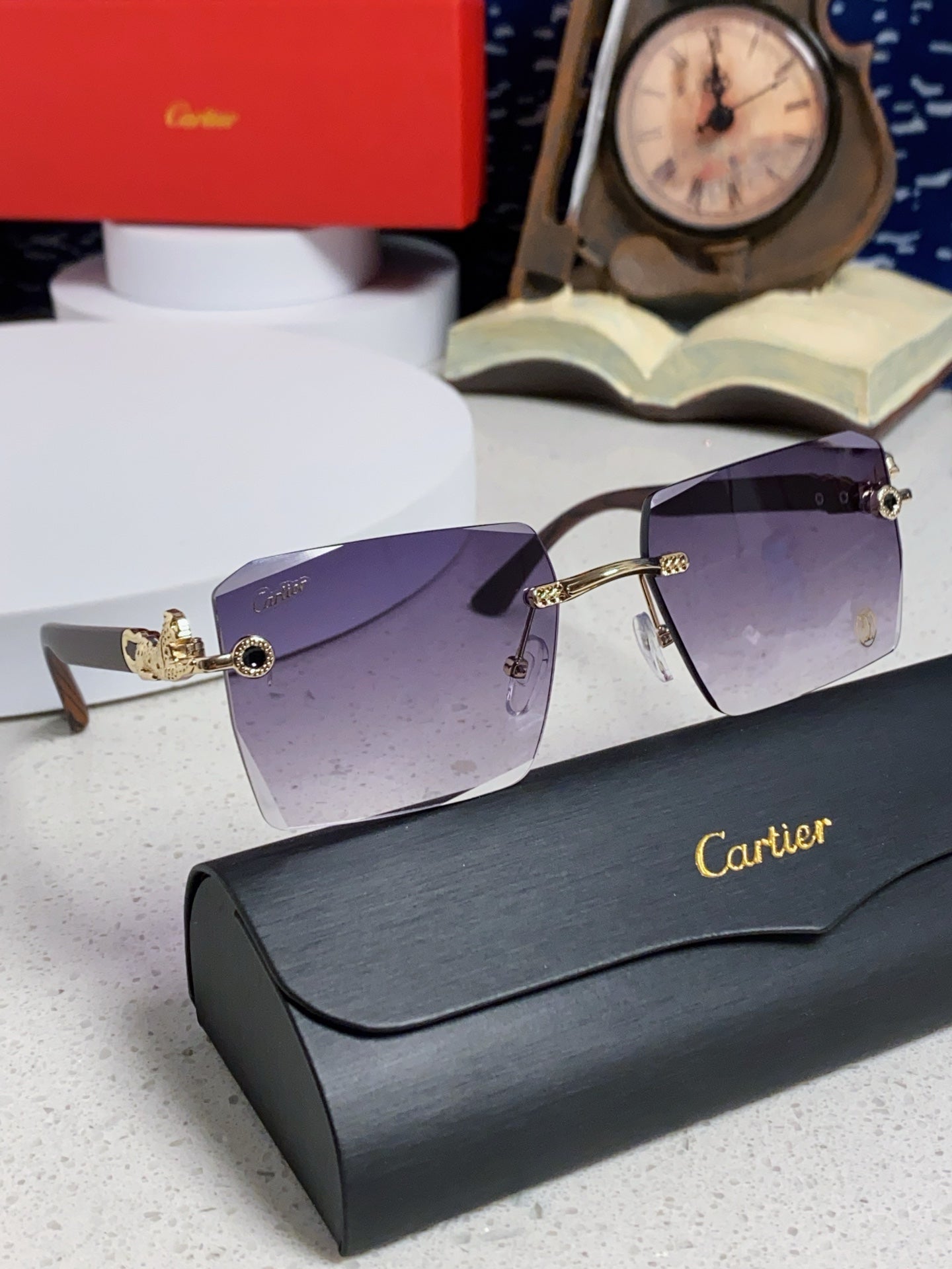 Cartier Lightweight Rimless Silver Lens Sunglasses for Men & Women - 998241 - detail image 10