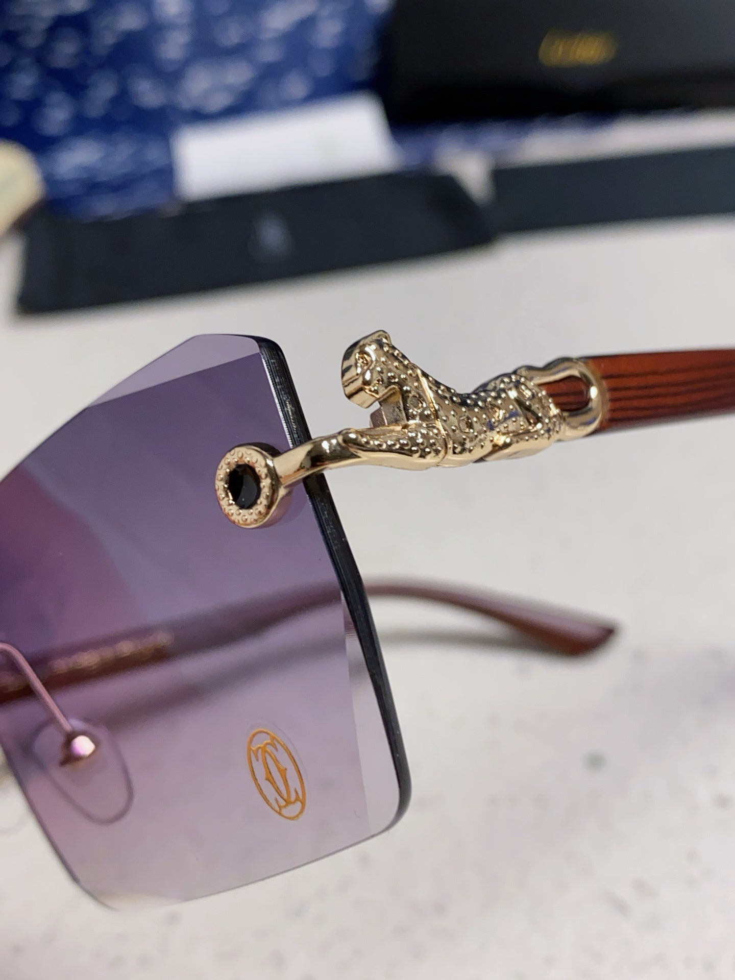 Cartier Lightweight Rimless Silver Lens Sunglasses for Men & Women - 487373 - detail image 7