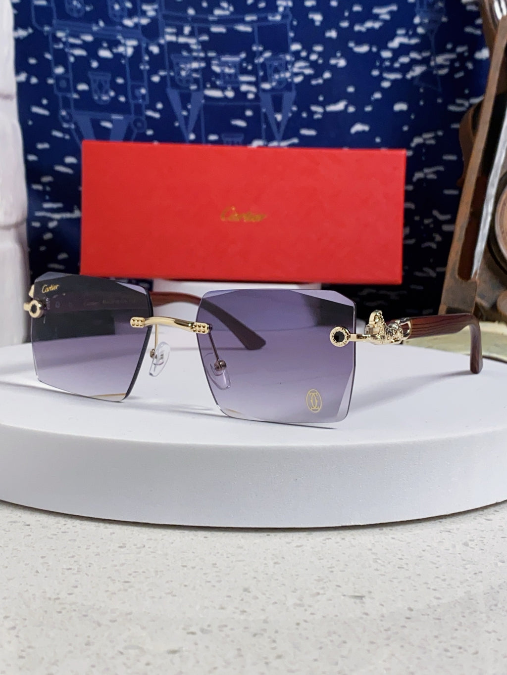 Cartier Lightweight Rimless Silver Lens Sunglasses for Men & Women - 998241
