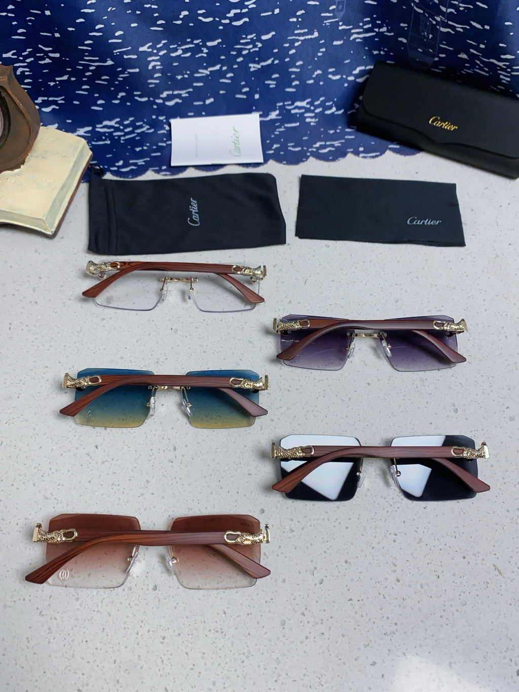Cartier Lightweight Rimless Silver Lens Sunglasses for Men & Women - 998240 - detail image 11