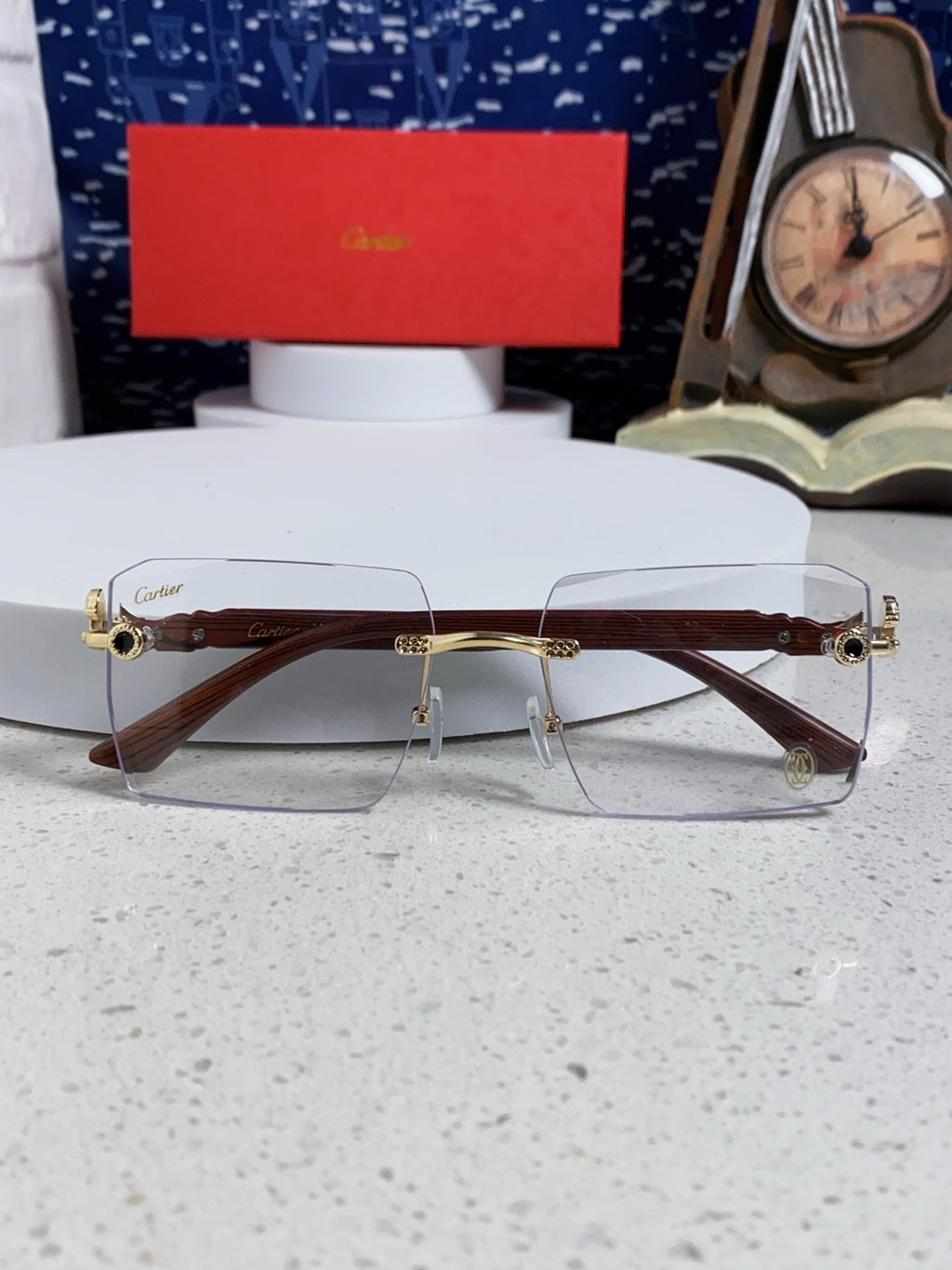 Cartier Lightweight Rimless Silver Lens Sunglasses for Men & Women - 487370 - detail image 9
