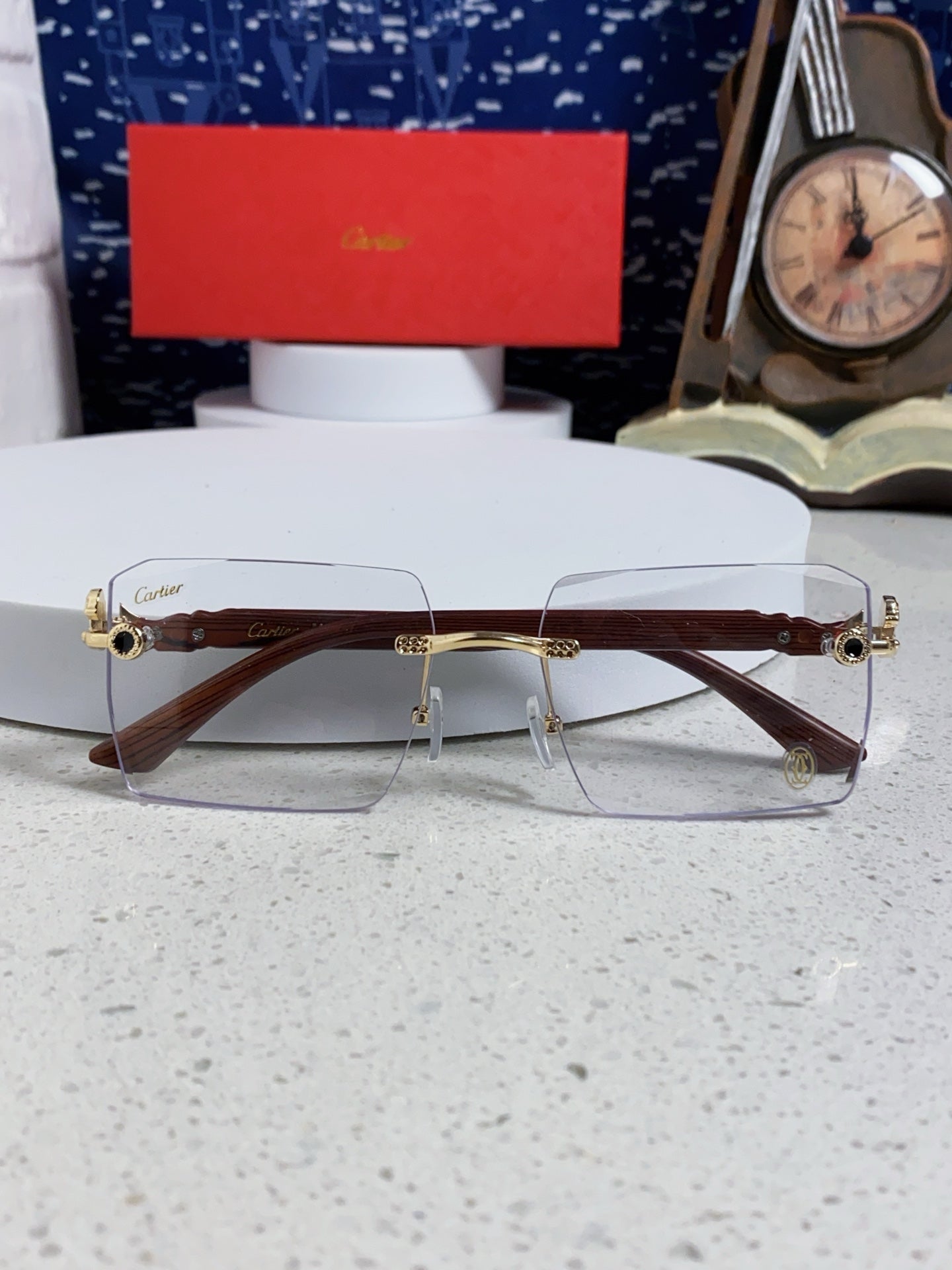 Cartier Lightweight Rimless Silver Lens Sunglasses for Men & Women - 998238 - detail image 9