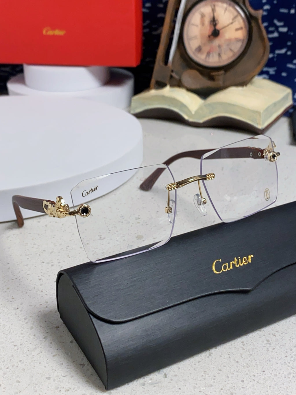 Cartier Lightweight Rimless Silver Lens Sunglasses for Men & Women - 998238 - detail image 10