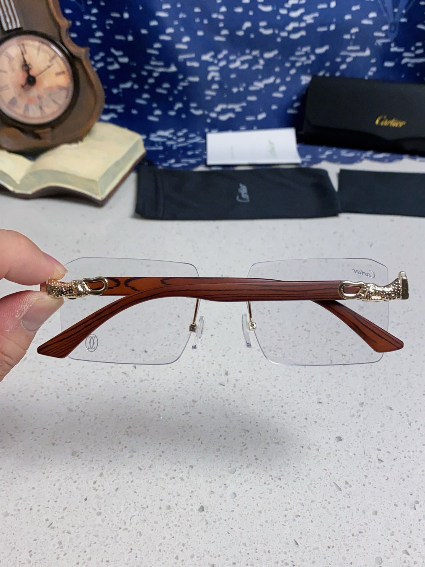 Cartier Lightweight Rimless Silver Lens Sunglasses for Men & Women - 998238 - detail image 5
