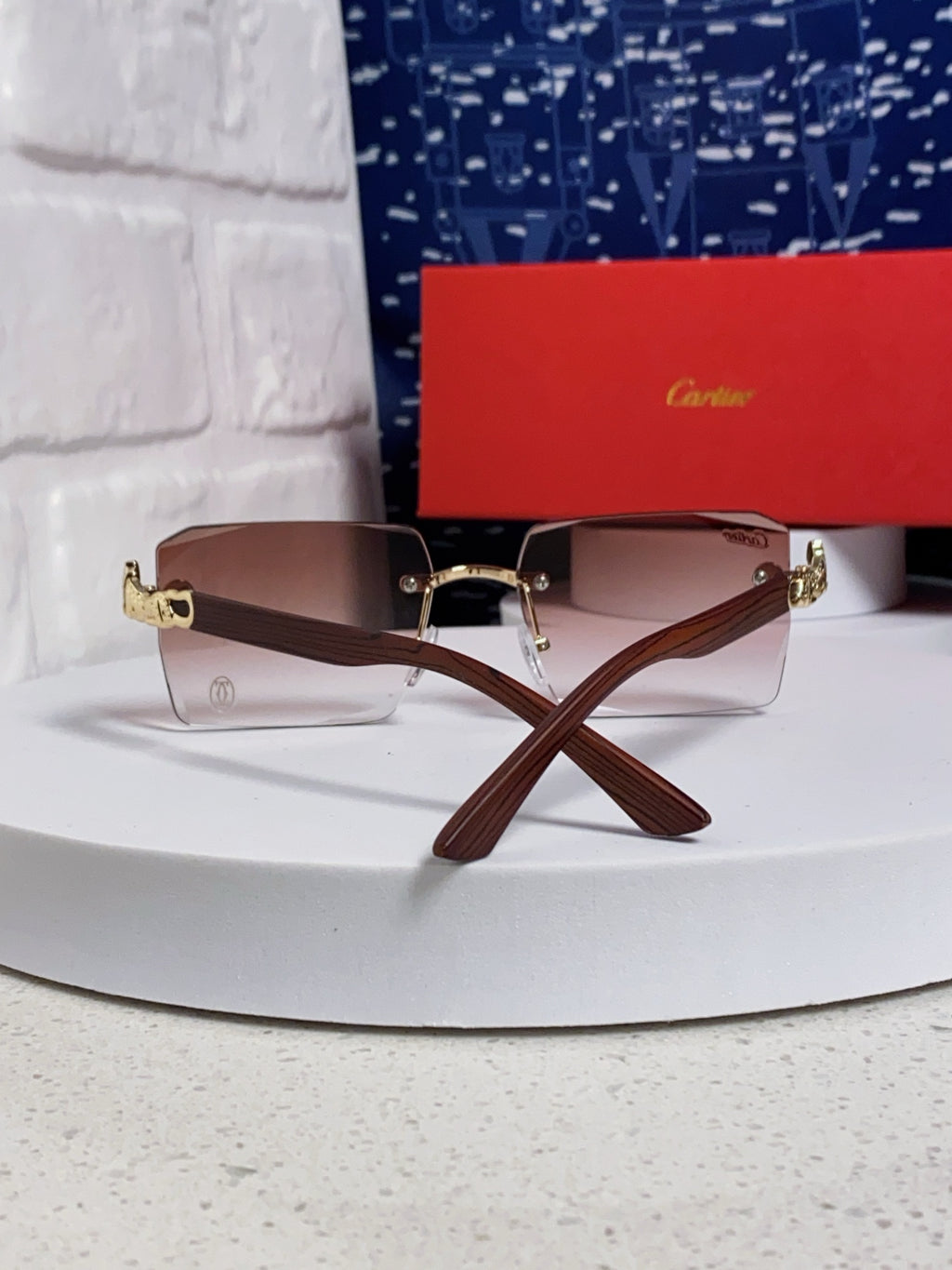 Cartier Lightweight Rimless Silver Lens Sunglasses for Men & Women - 487372 - detail image 3