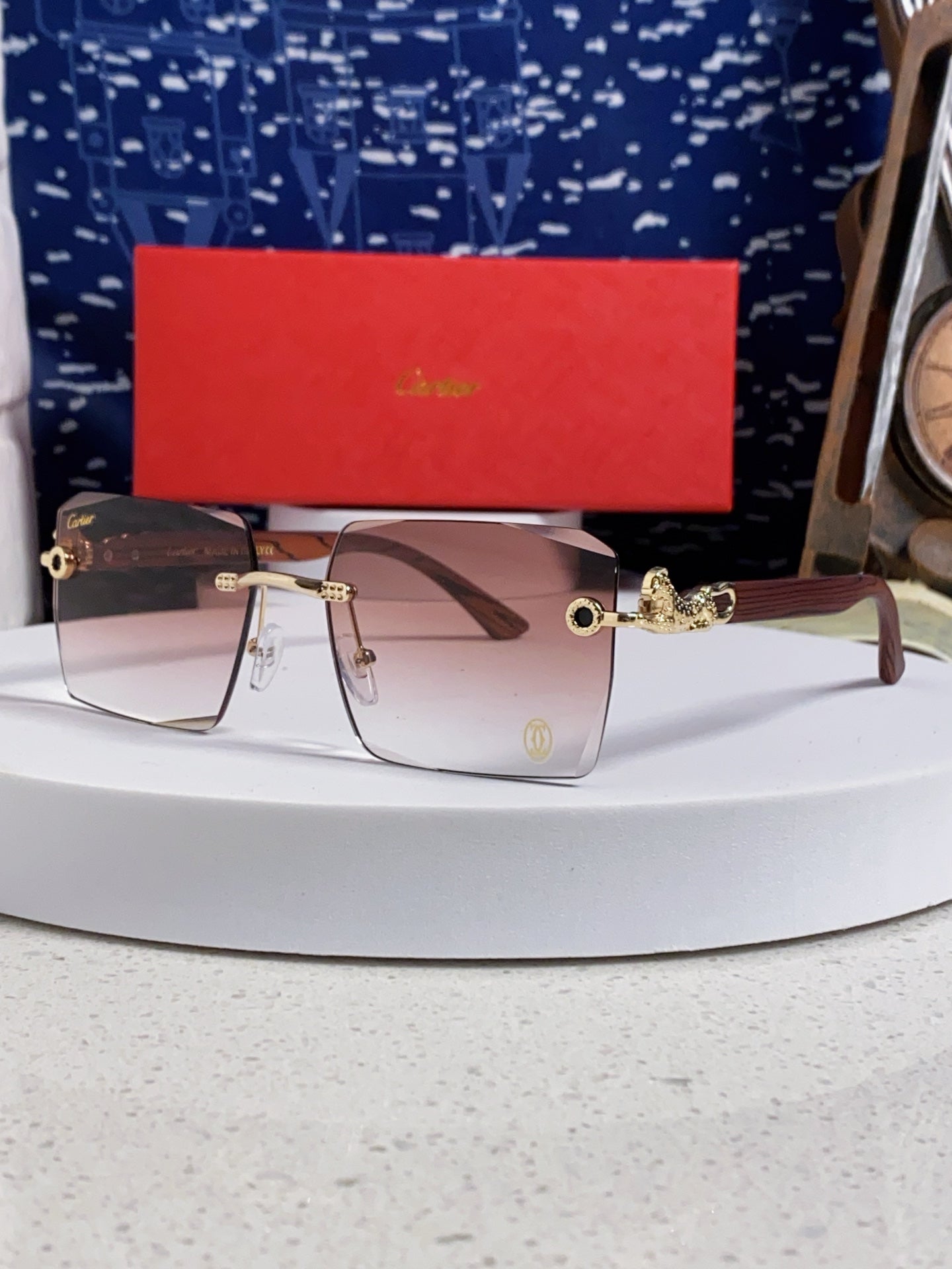 Cartier Lightweight Rimless Silver Lens Sunglasses for Men & Women - 998240