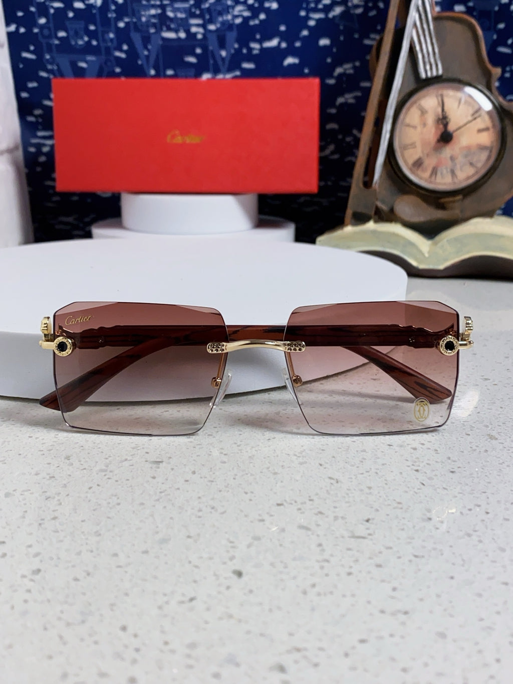 Cartier Lightweight Rimless Silver Lens Sunglasses for Men & Women - 487372 - detail image 9