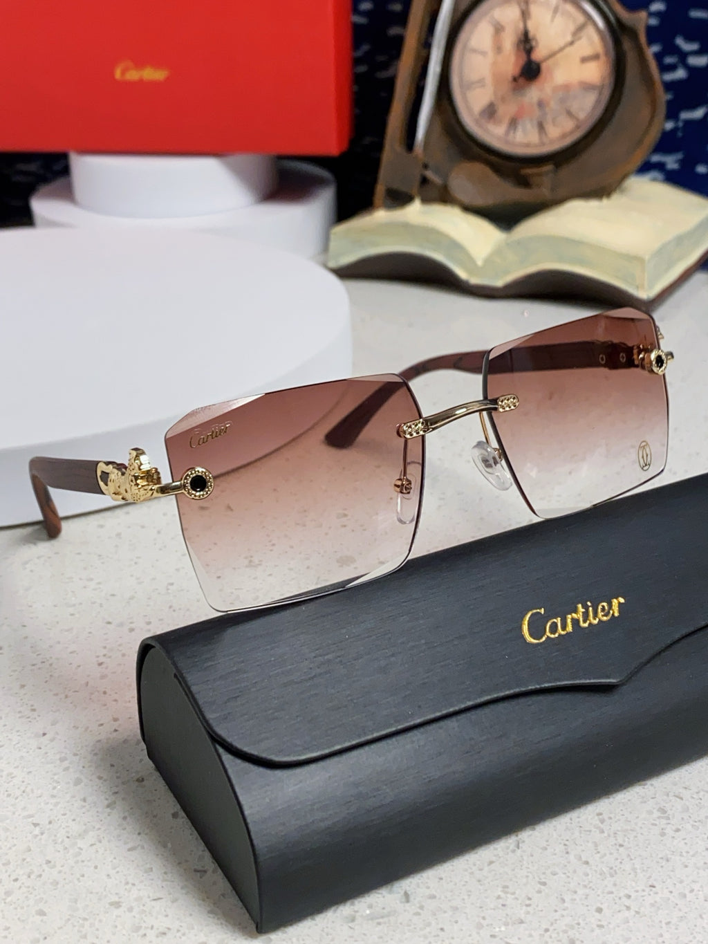 Cartier Lightweight Rimless Silver Lens Sunglasses for Men & Women - 998240 - detail image 10