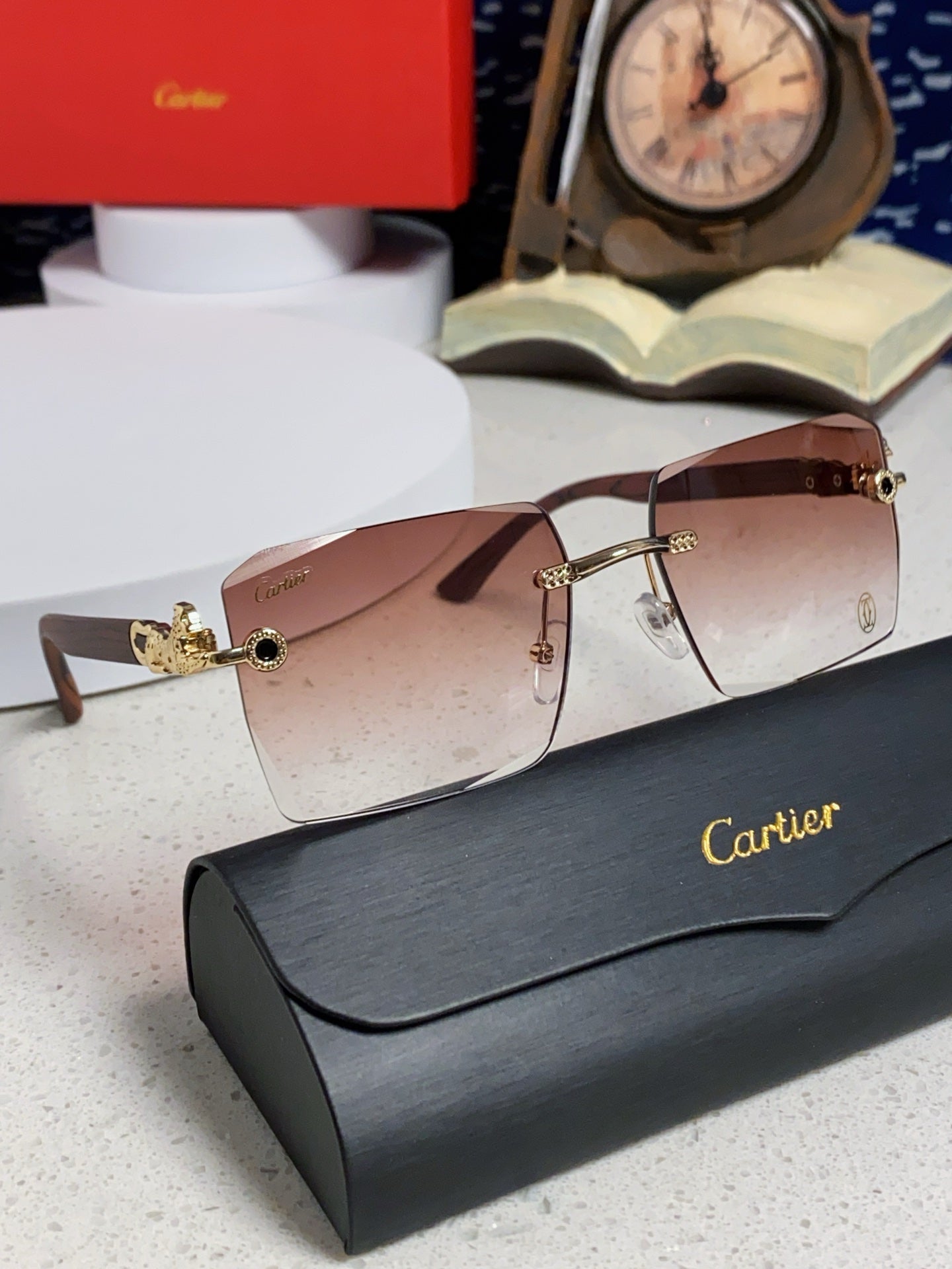 Cartier Lightweight Rimless Silver Lens Sunglasses for Men & Women - 998240 - detail image 10