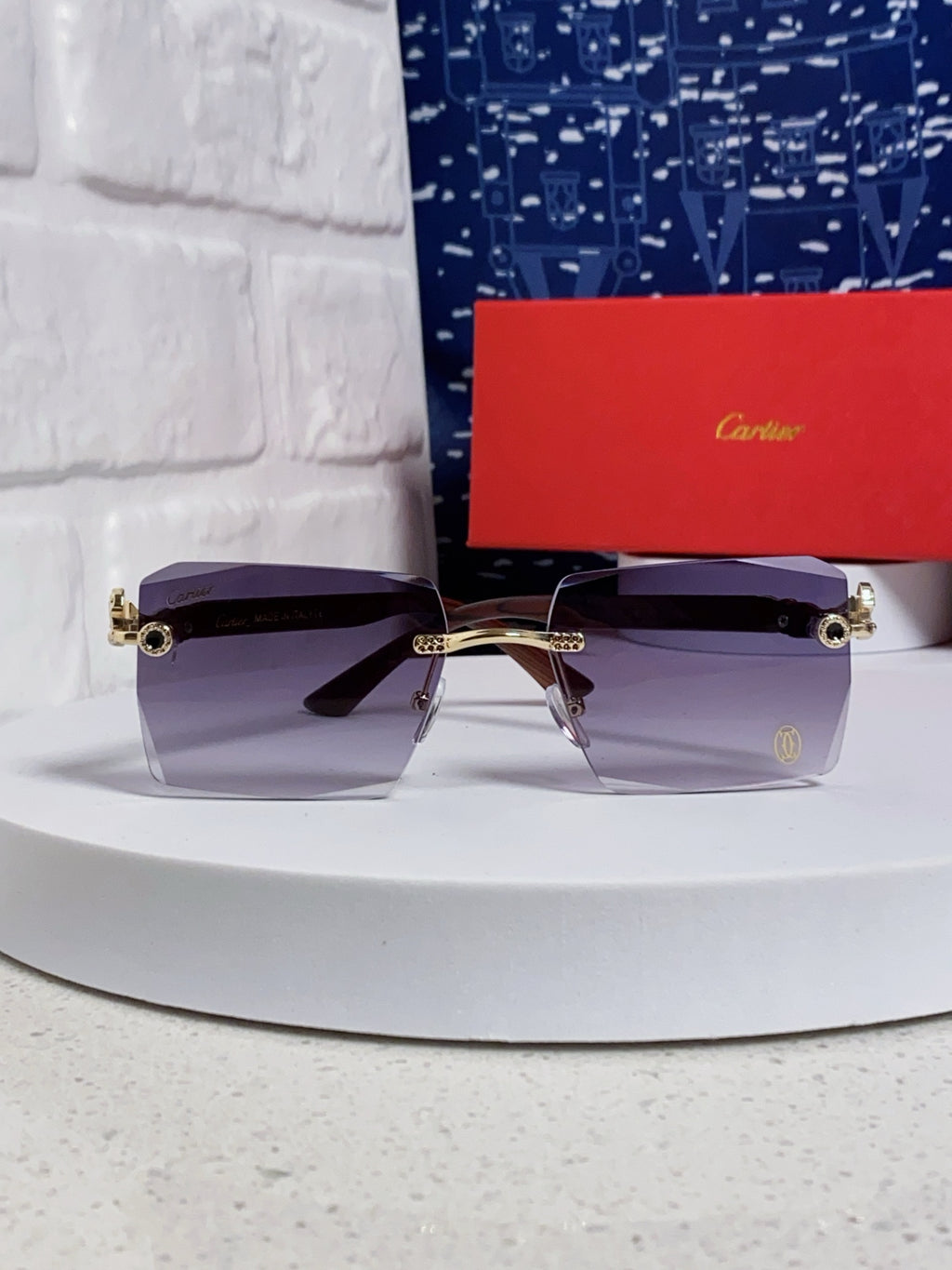 Cartier Lightweight Rimless Silver Lens Sunglasses for Men & Women - 998241 - detail image 2