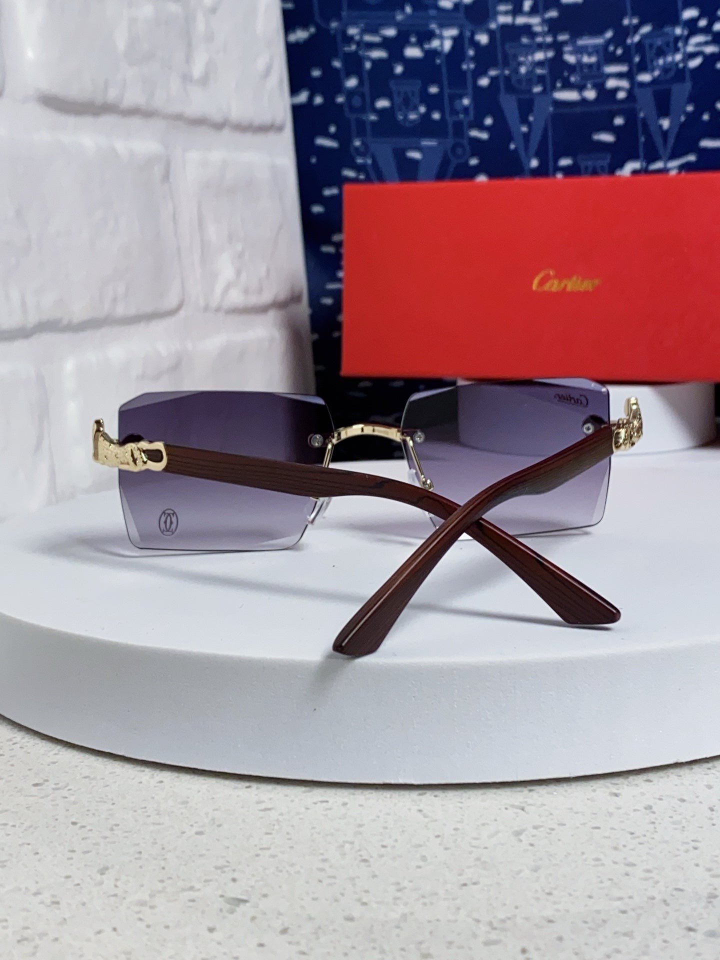 Cartier Lightweight Rimless Silver Lens Sunglasses for Men & Women - 998241 - detail image 3