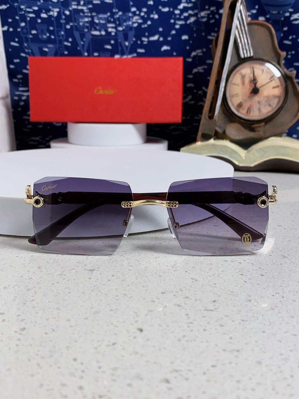 Cartier Lightweight Rimless Silver Lens Sunglasses for Men & Women - 998241 - detail image 9