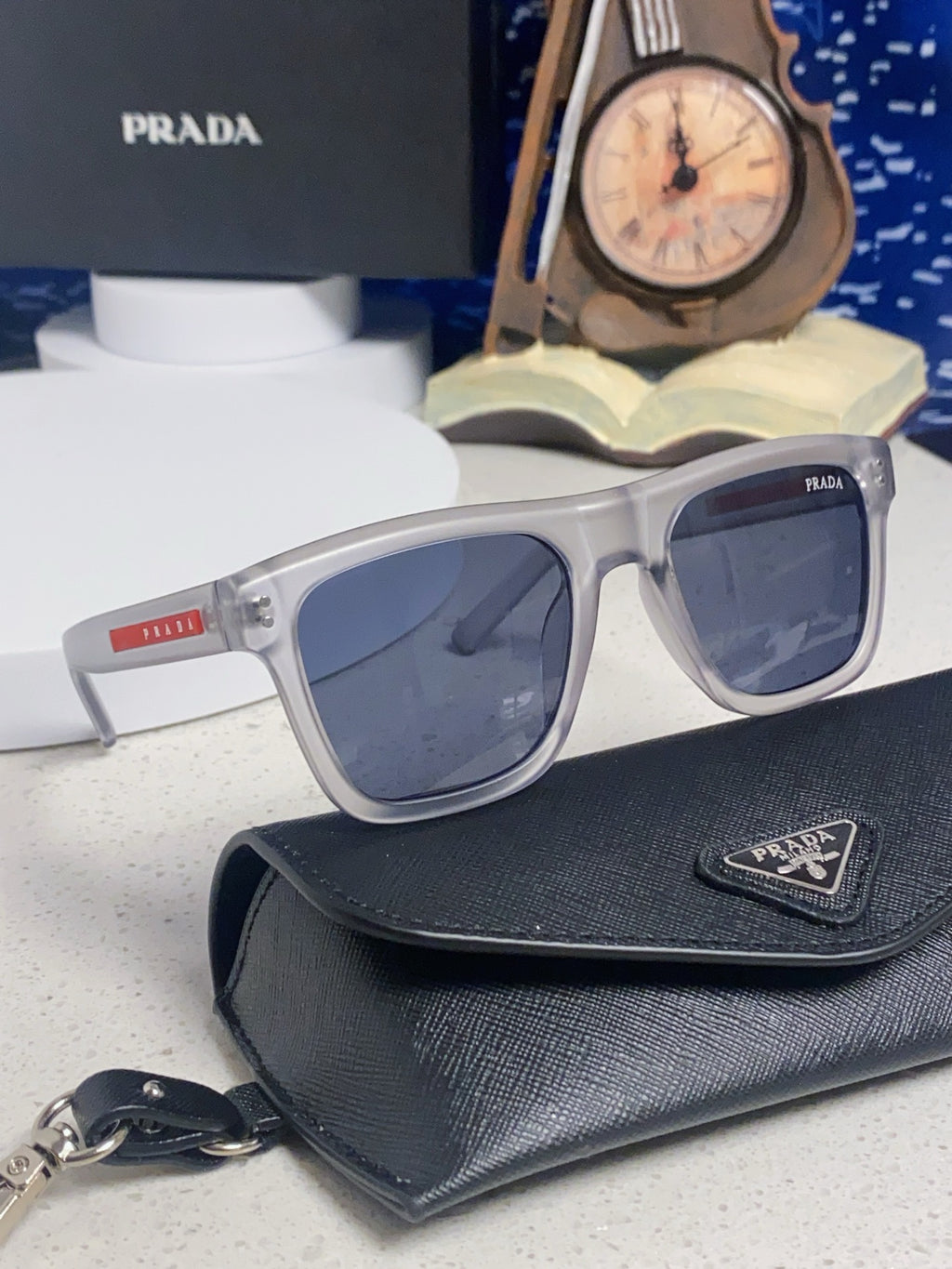 Prada Square Blue Lens Sunglasses for Men & Women - 487016 - detail image 10