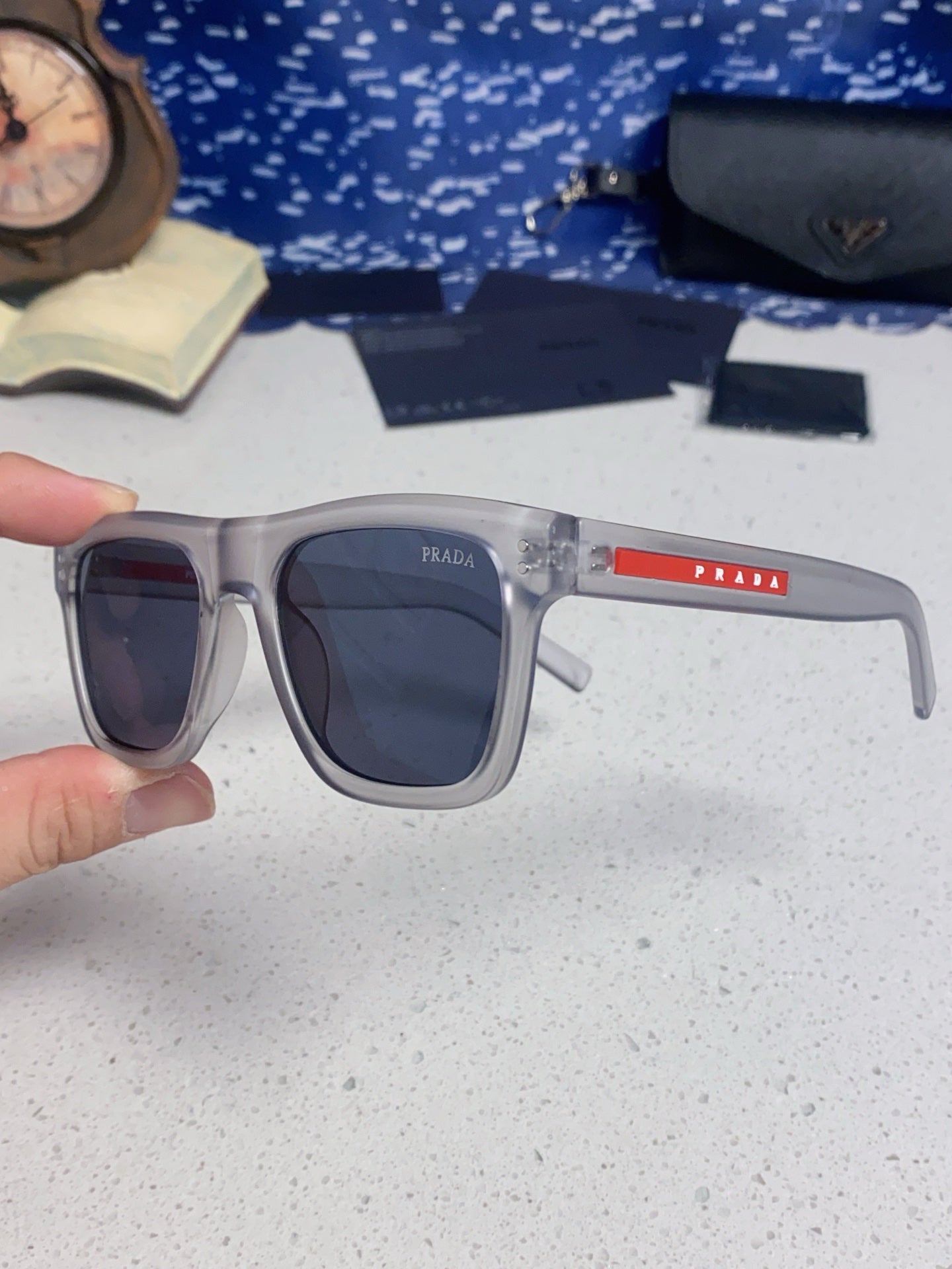 Prada Square Blue Lens Sunglasses for Men & Women - 487016 - detail image 6