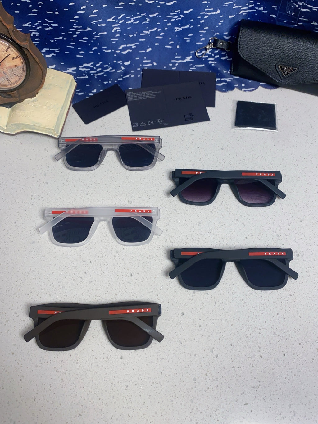 Prada Square Blue Lens Sunglasses for Men & Women - detail image 11