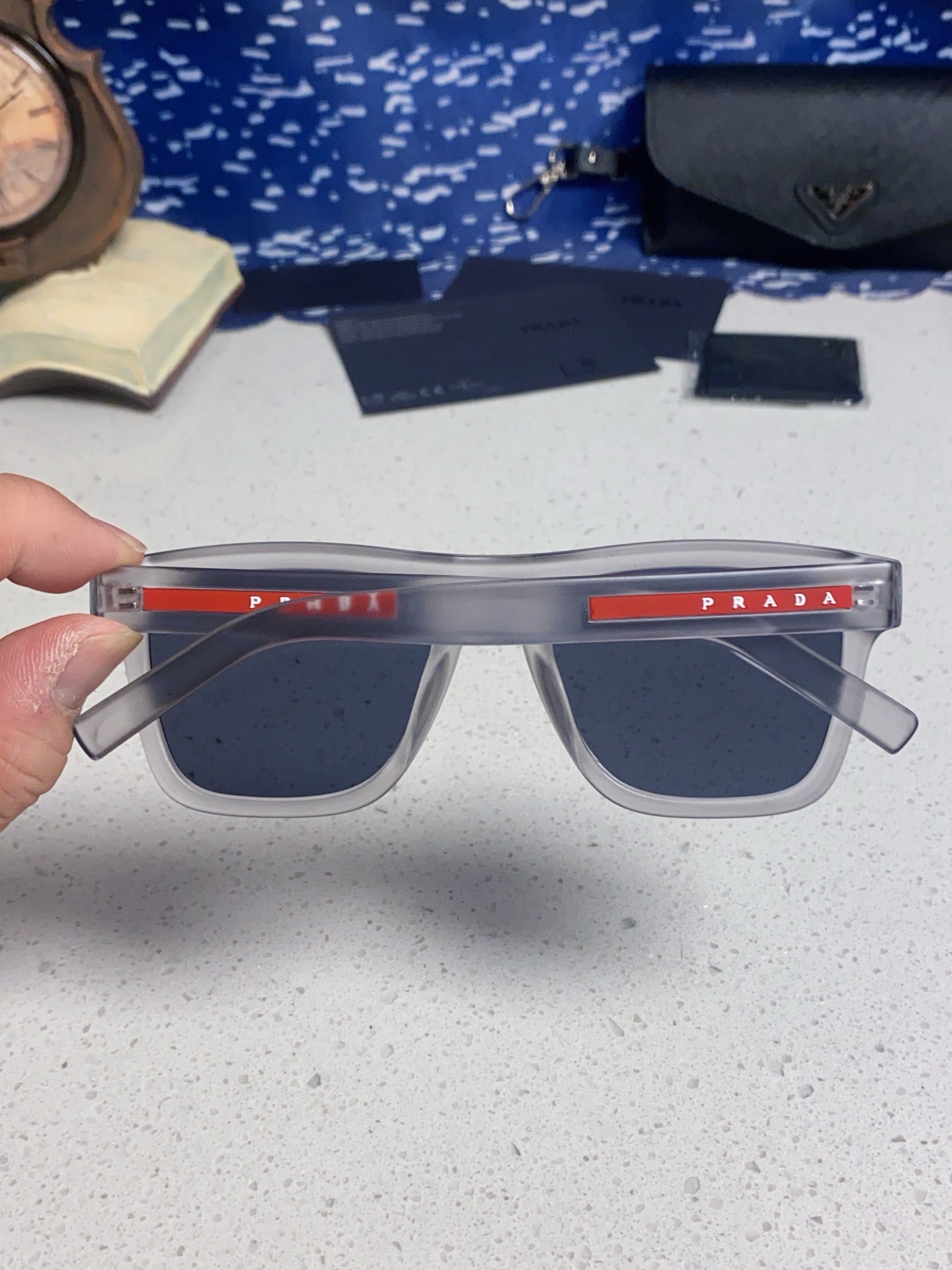Prada Square Blue Lens Sunglasses for Men & Women - 432051 - detail image 5