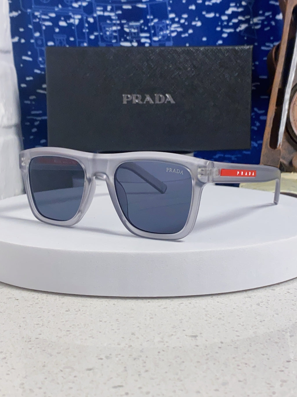 Prada Square Blue Lens Sunglasses for Men & Women - 487016