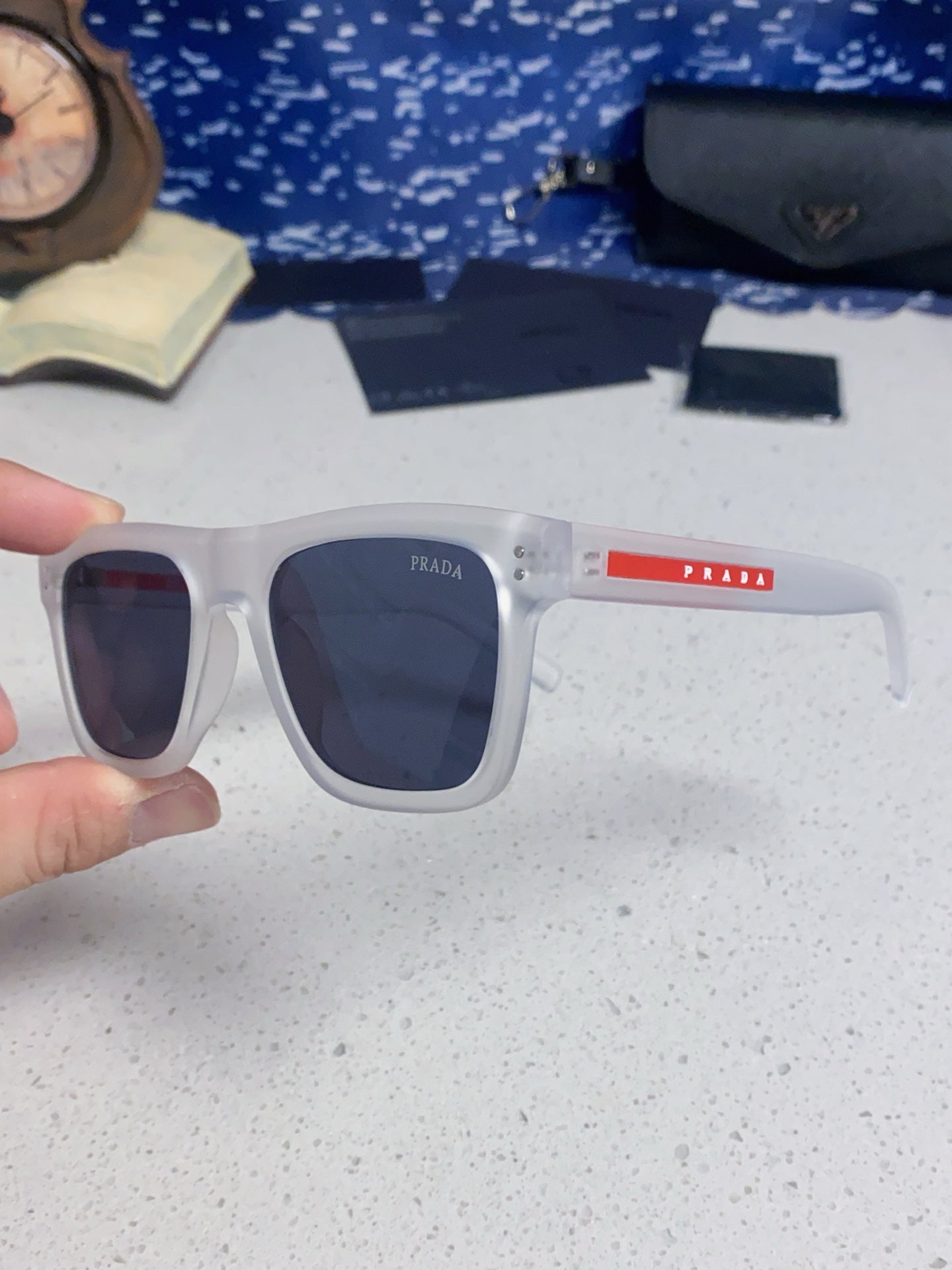 Prada Square Blue Lens Sunglasses for Men & Women - 432052 - detail image 6