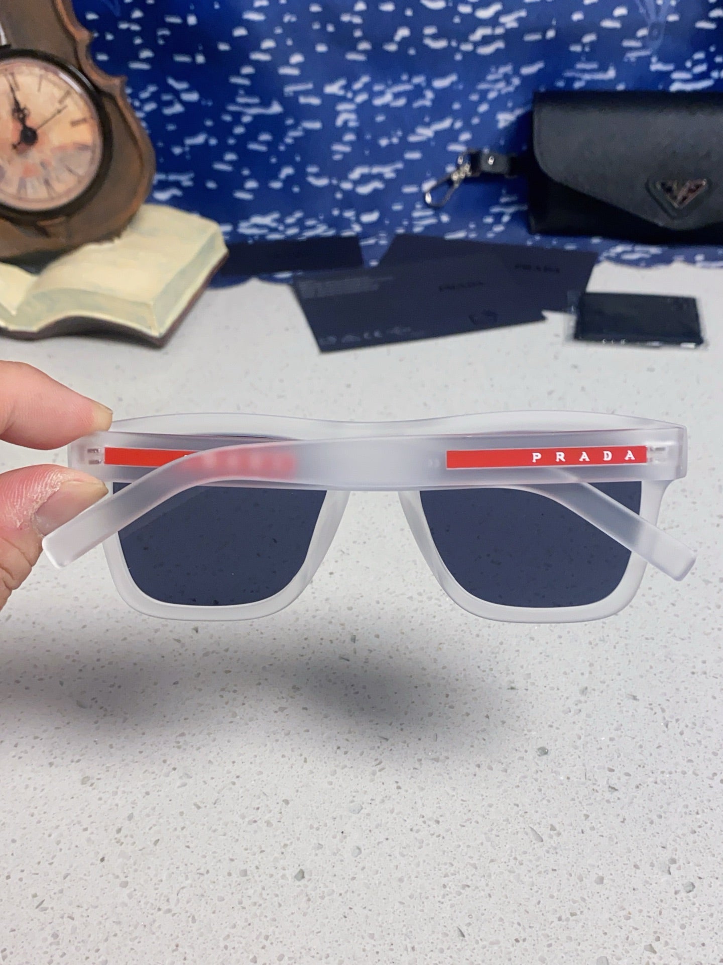 Prada Square Blue Lens Sunglasses for Men & Women - 487017 - detail image 5