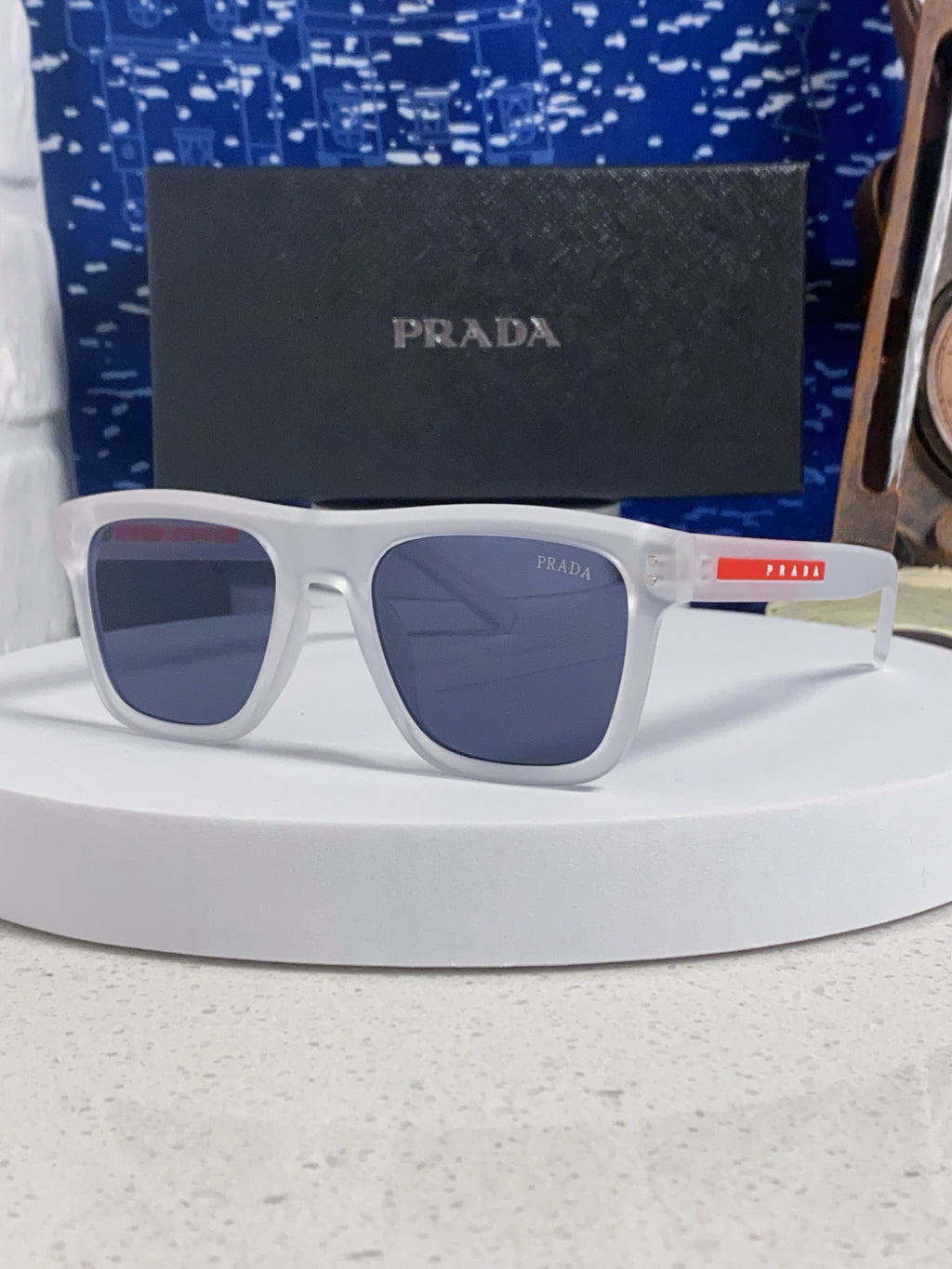 Prada Square Blue Lens Sunglasses for Men & Women - 487017