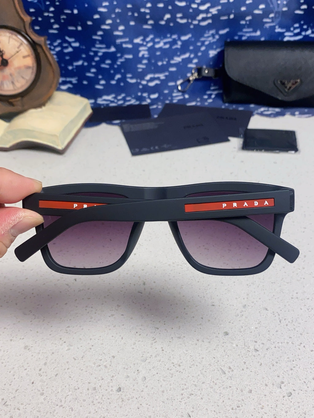 Prada Square Blue Lens Sunglasses for Men & Women - 487019 - detail image 5