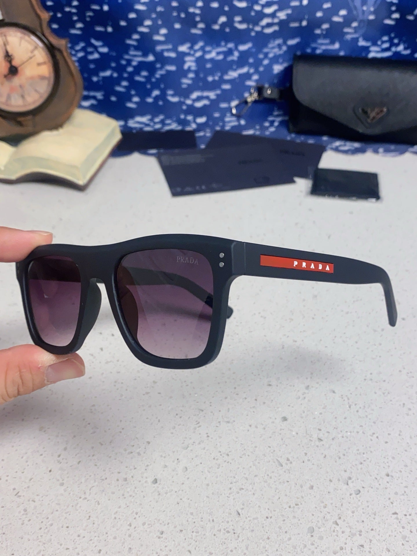 Prada Square Blue Lens Sunglasses for Men & Women - 487019 - detail image 6