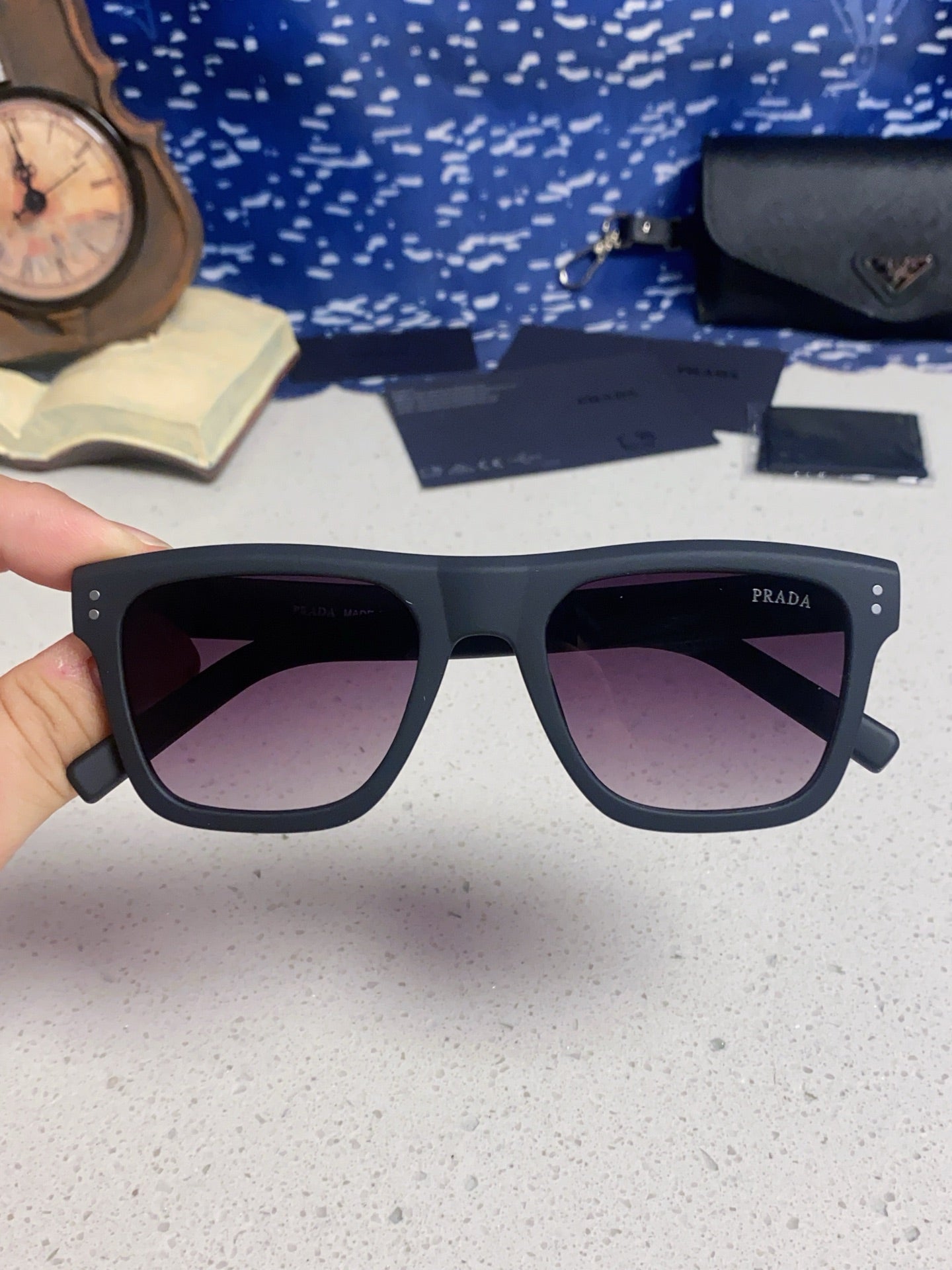 Prada Square Blue Lens Sunglasses for Men & Women - 432054 - detail image 4