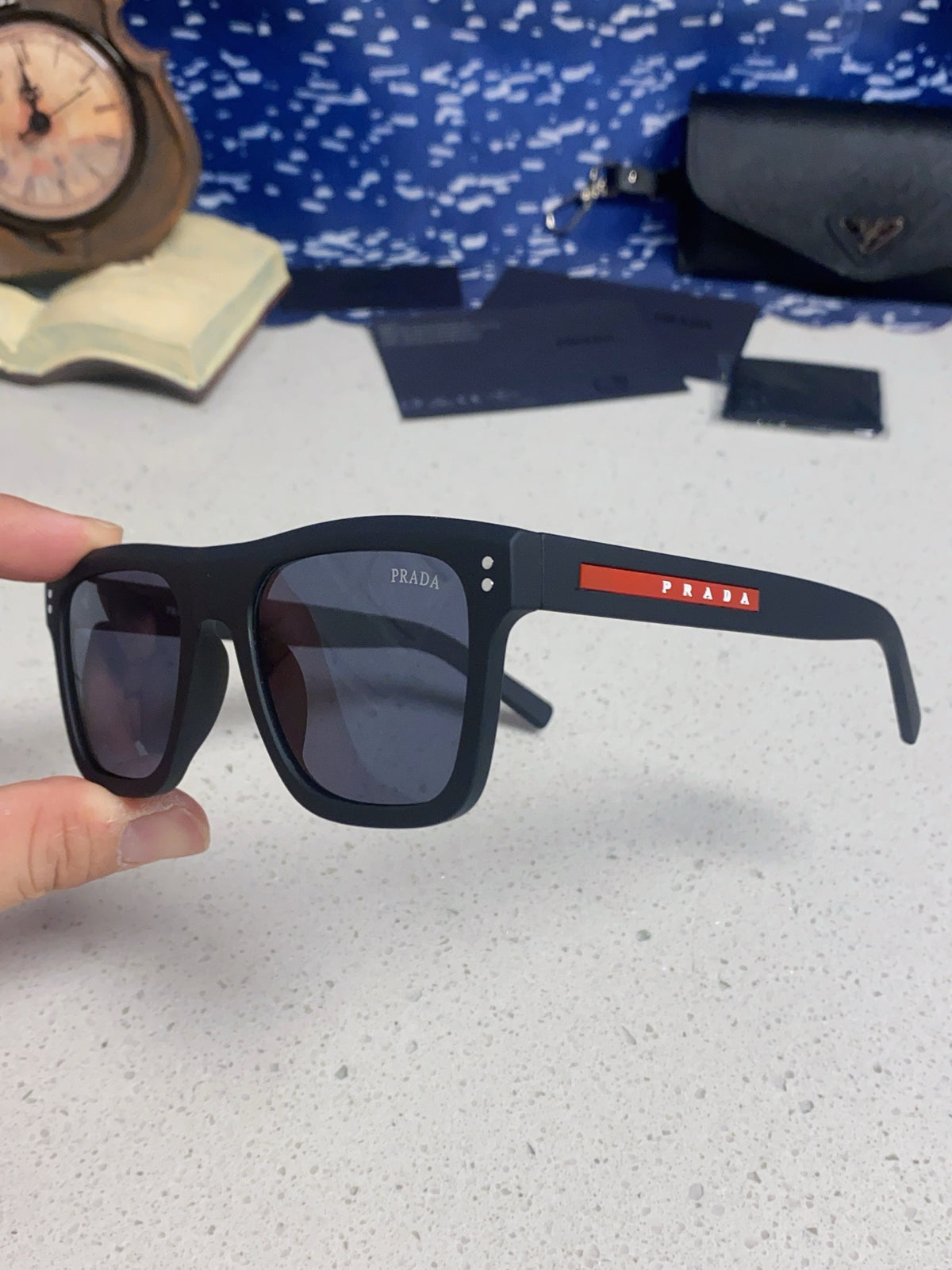 Prada Square Blue Lens Sunglasses for Men & Women - 358345 - detail image 6