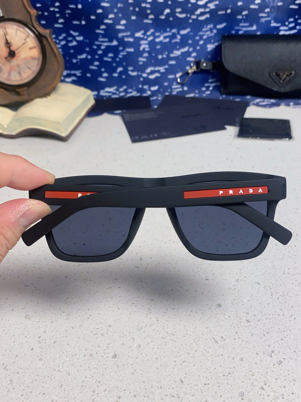 Prada Square Blue Lens Sunglasses for Men & Women - detail image 5