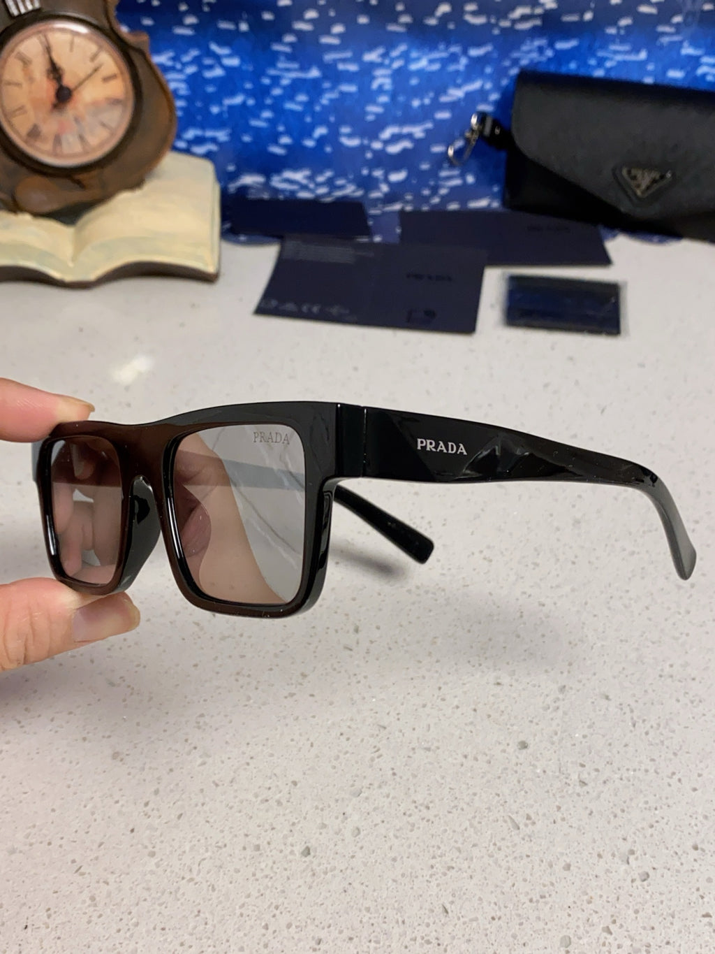 Prada PR19WS Square Black Lens Sunglasses for Men & Women - 465719 - detail image 7