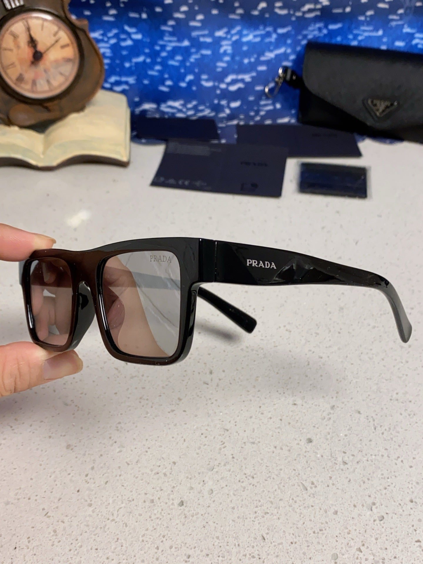 Prada PR19WS Square Black Lens Sunglasses for Men & Women - 465719 - detail image 7