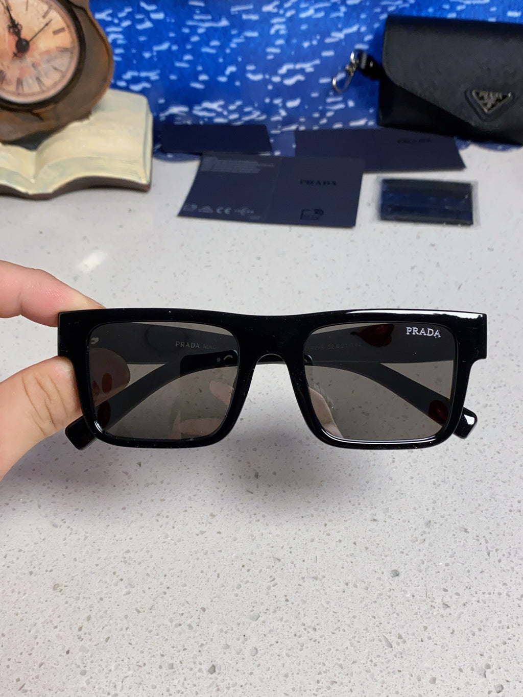 Prada PR19WS Square Black Lens Sunglasses for Men & Women - 465719 - detail image 5