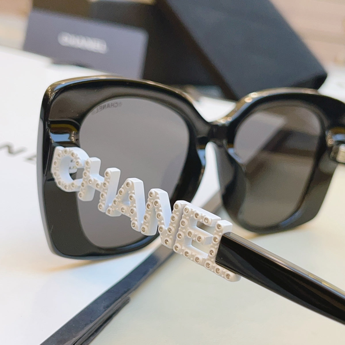 Chanel CH5422B Rectangular Black Lens Sunglasses for Men & Women - 382251 - detail image 8