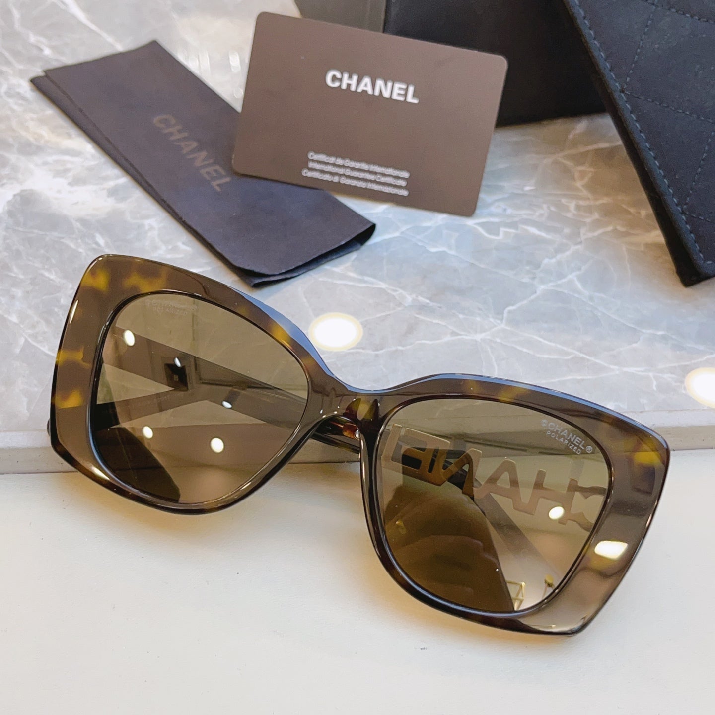 Chanel CH5422B Rectangular Black Lens Sunglasses for Men & Women - detail image 3