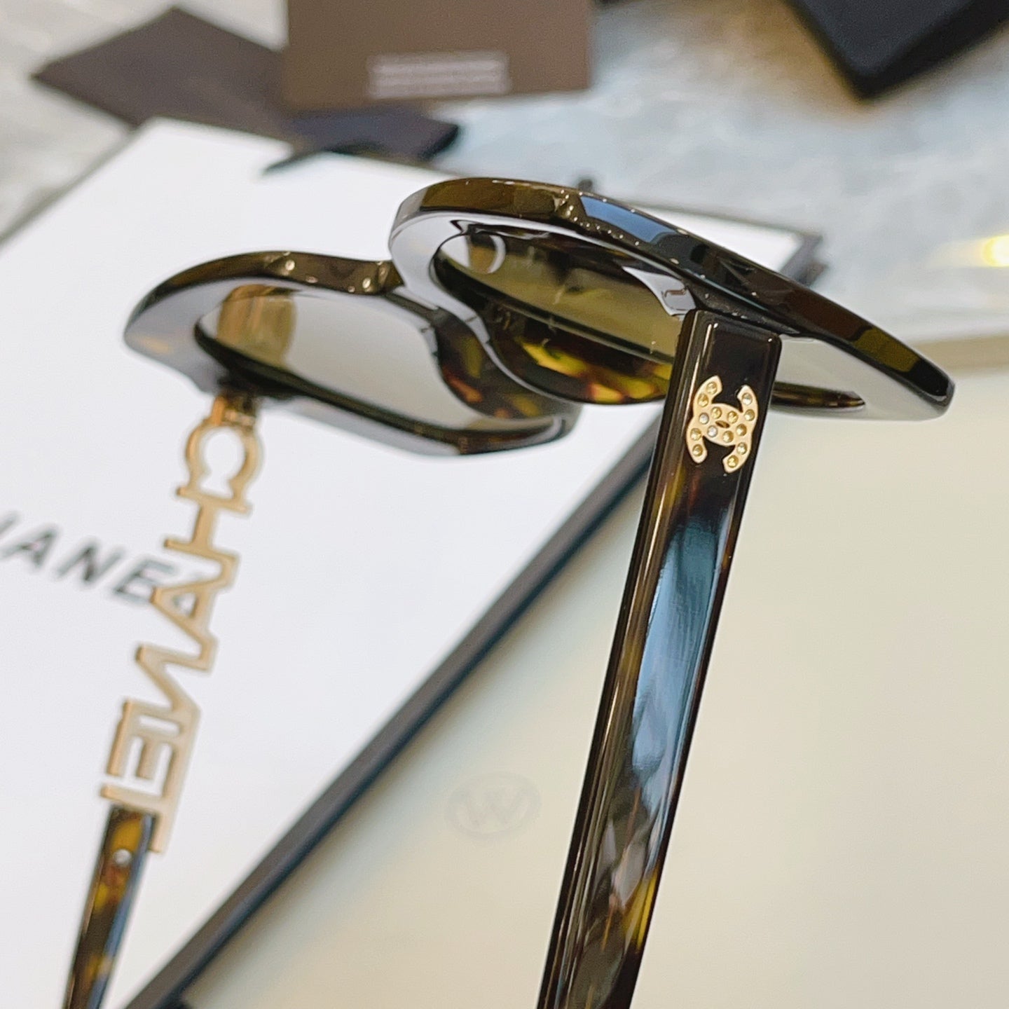 Chanel CH5422B Rectangular Black Lens Sunglasses for Men & Women - detail image 5