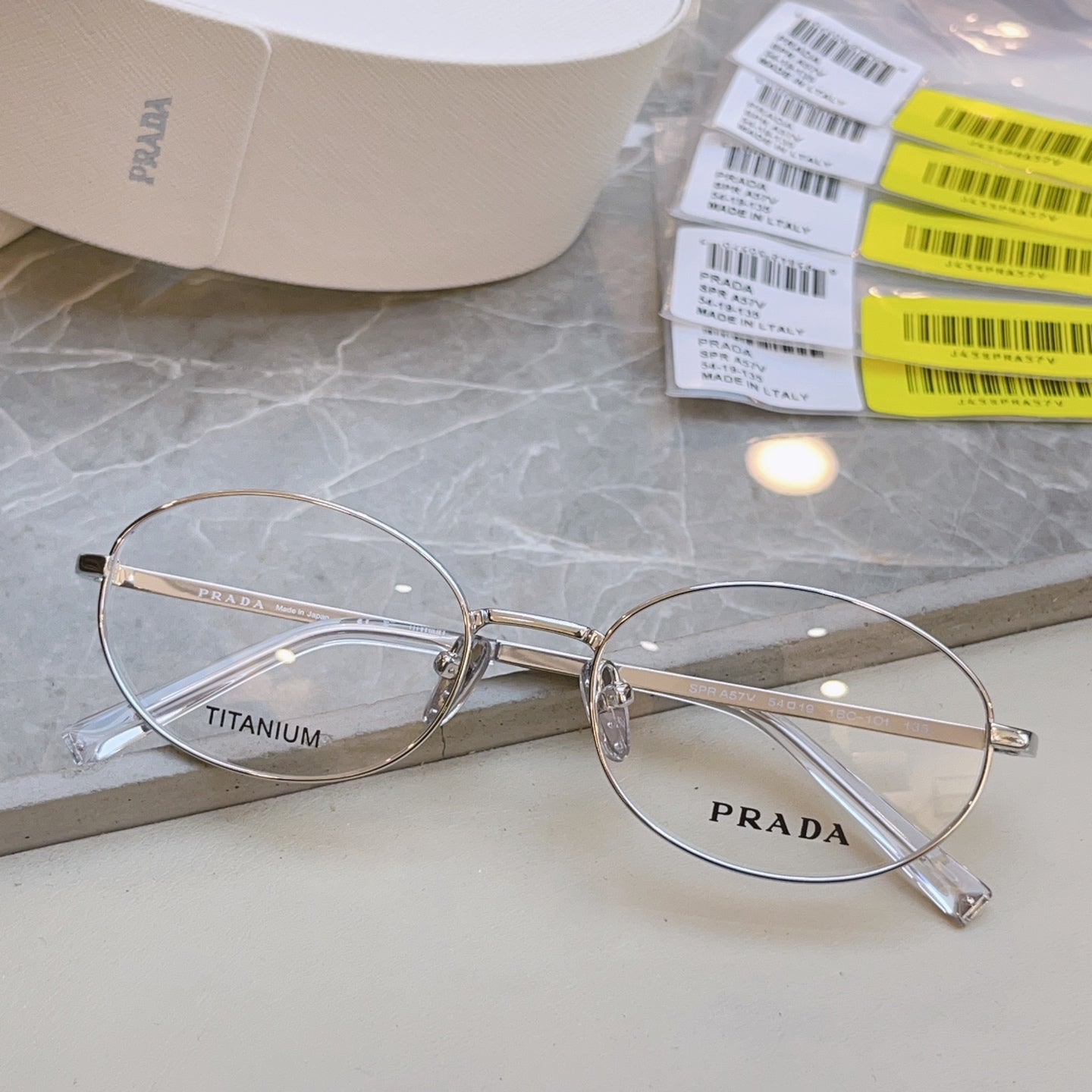 Prada VPR Titanium Fashion Silver Lens Sunglasses for Men & Women - 449415