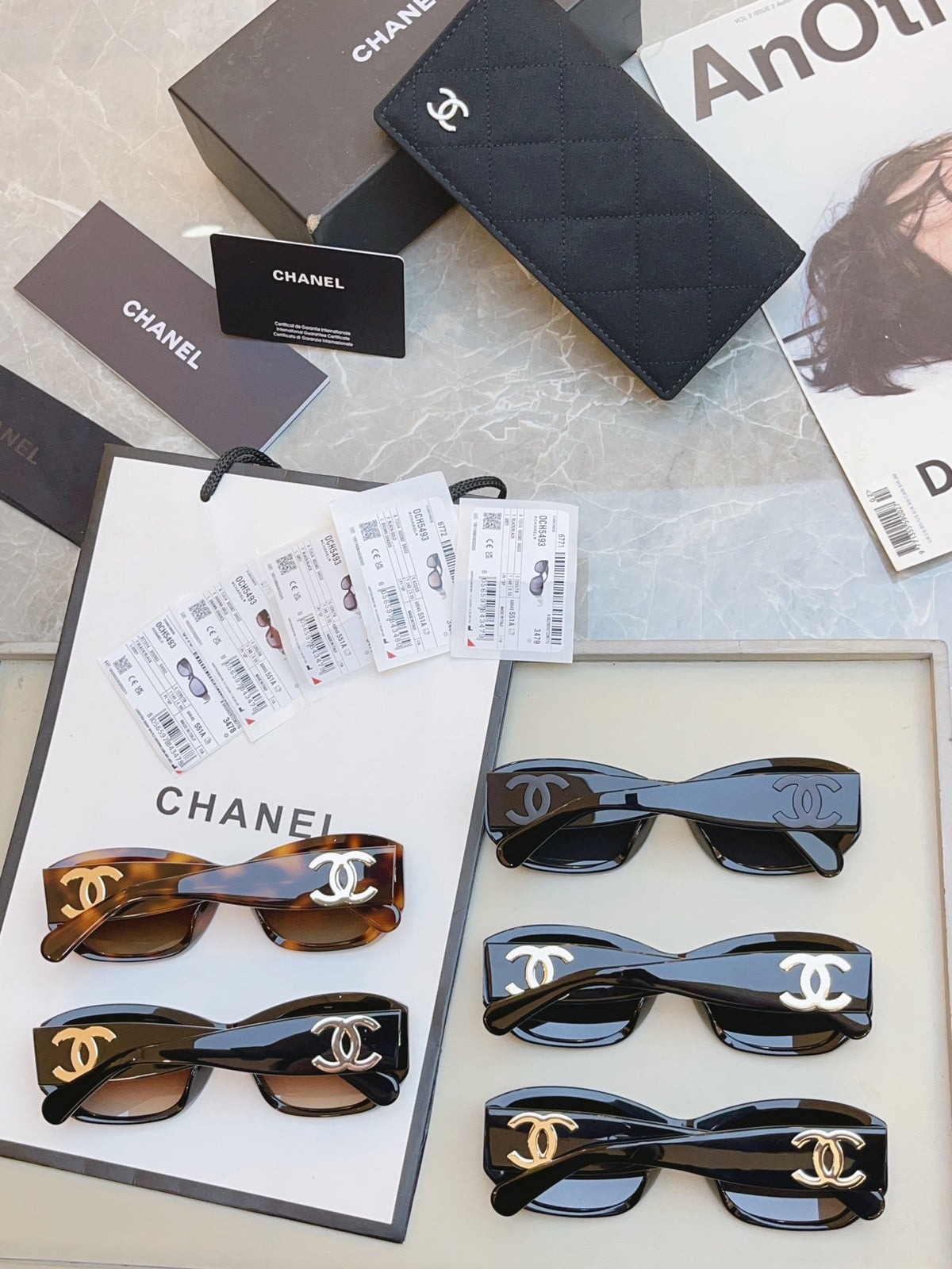 Chanel CH5493 Fashion Blue Lens Sunglasses for Men & Women - detail image 6