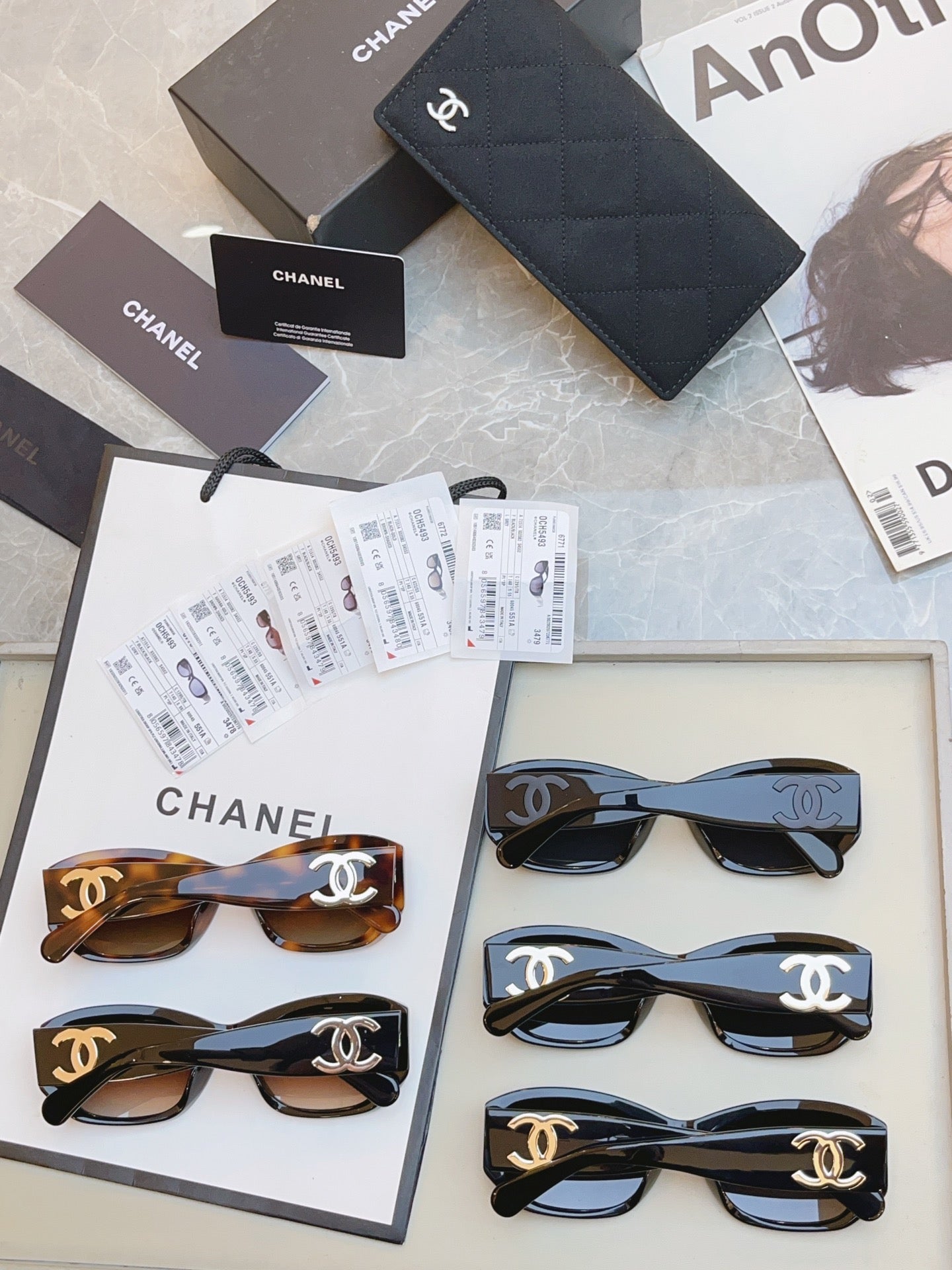 Chanel CH5493 Fashion Blue Lens Sunglasses for Men & Women - detail image 6