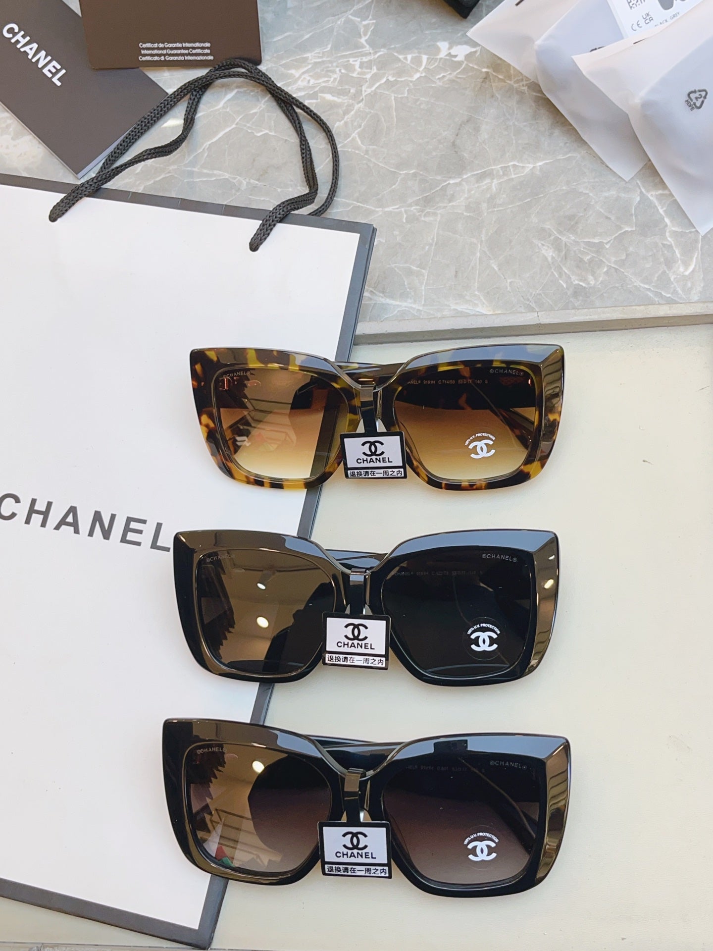 Chanel 9191H Fashion Black Lens Sunglasses for Men & Women - 358065 - detail image 9