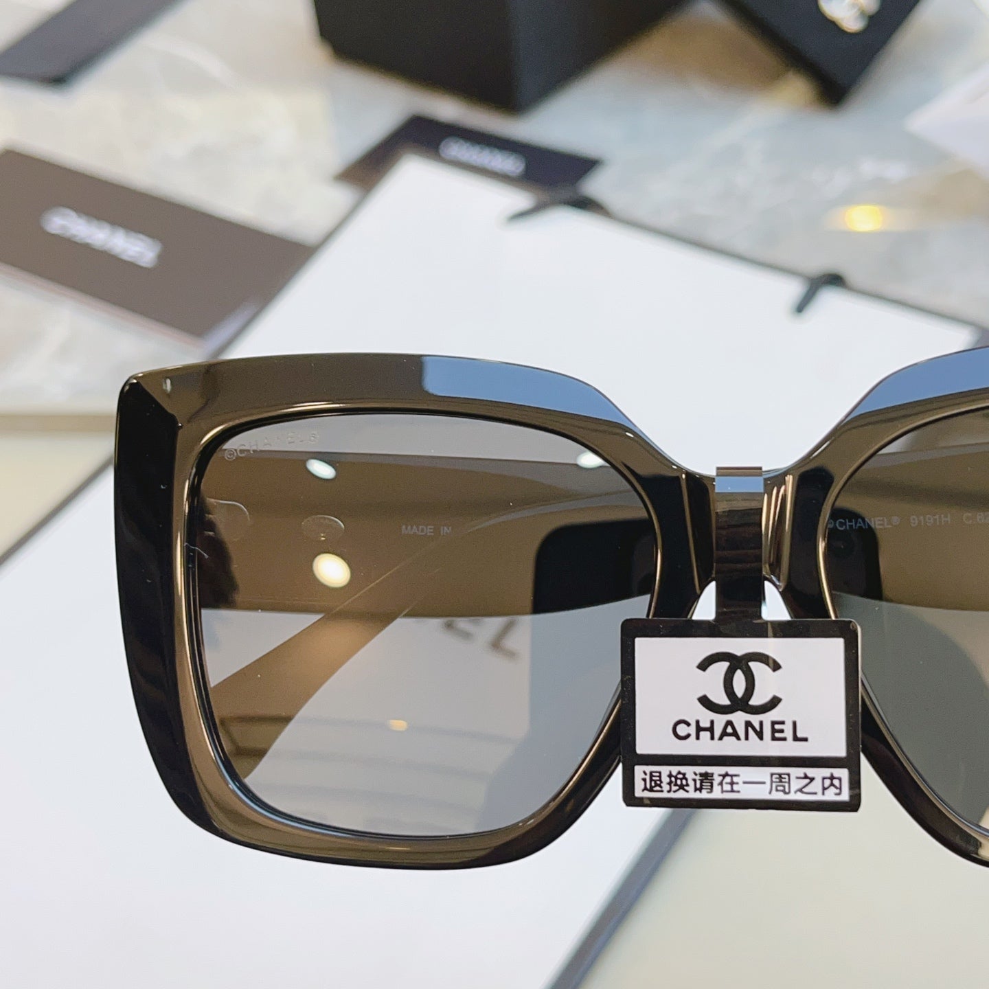 Chanel 9191H Fashion Black Lens Sunglasses for Men & Women - detail image 7