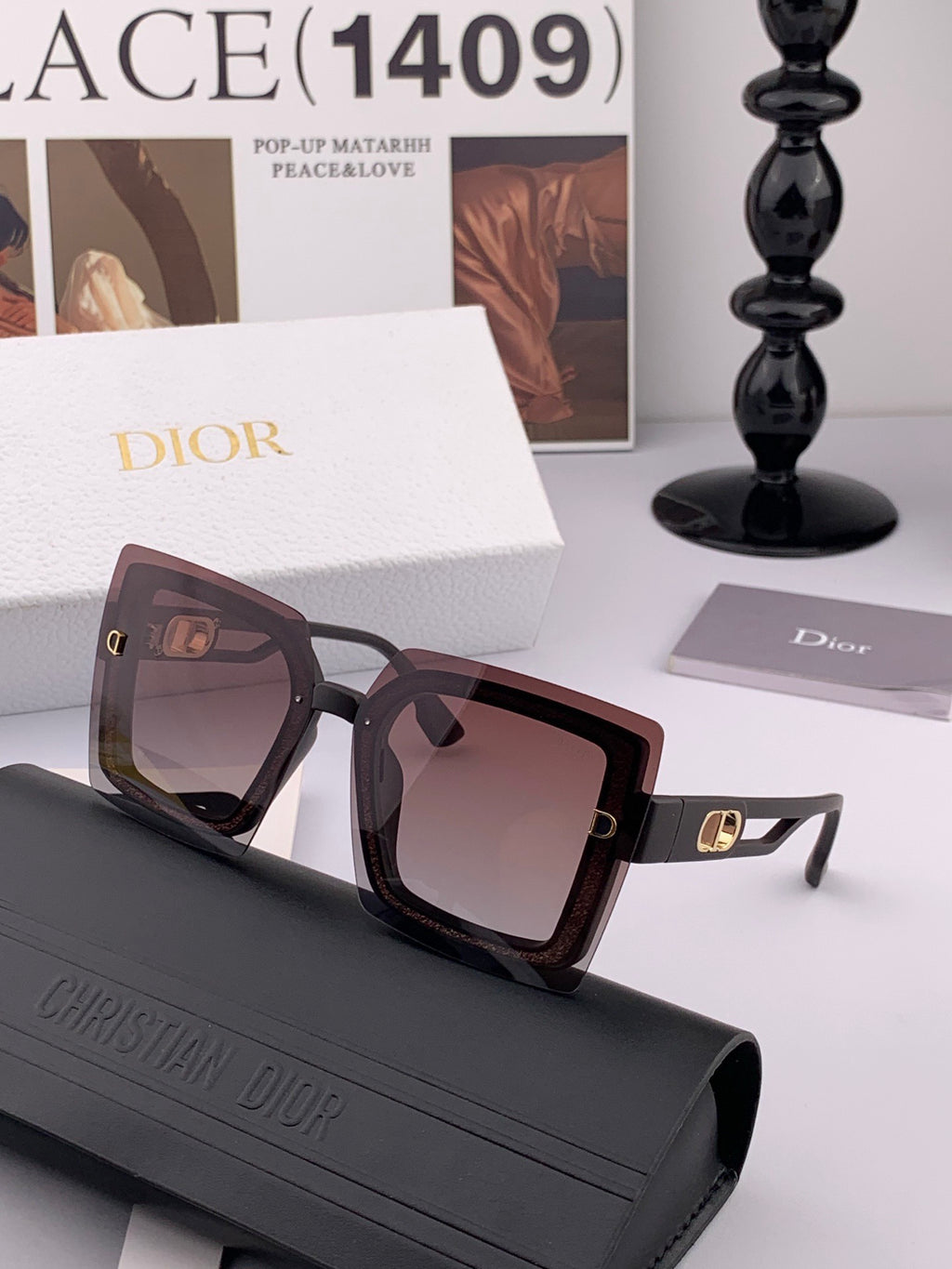 Dior CD1210 Polarized Square Red Lens Sunglasses for Men & Women - detail image 3
