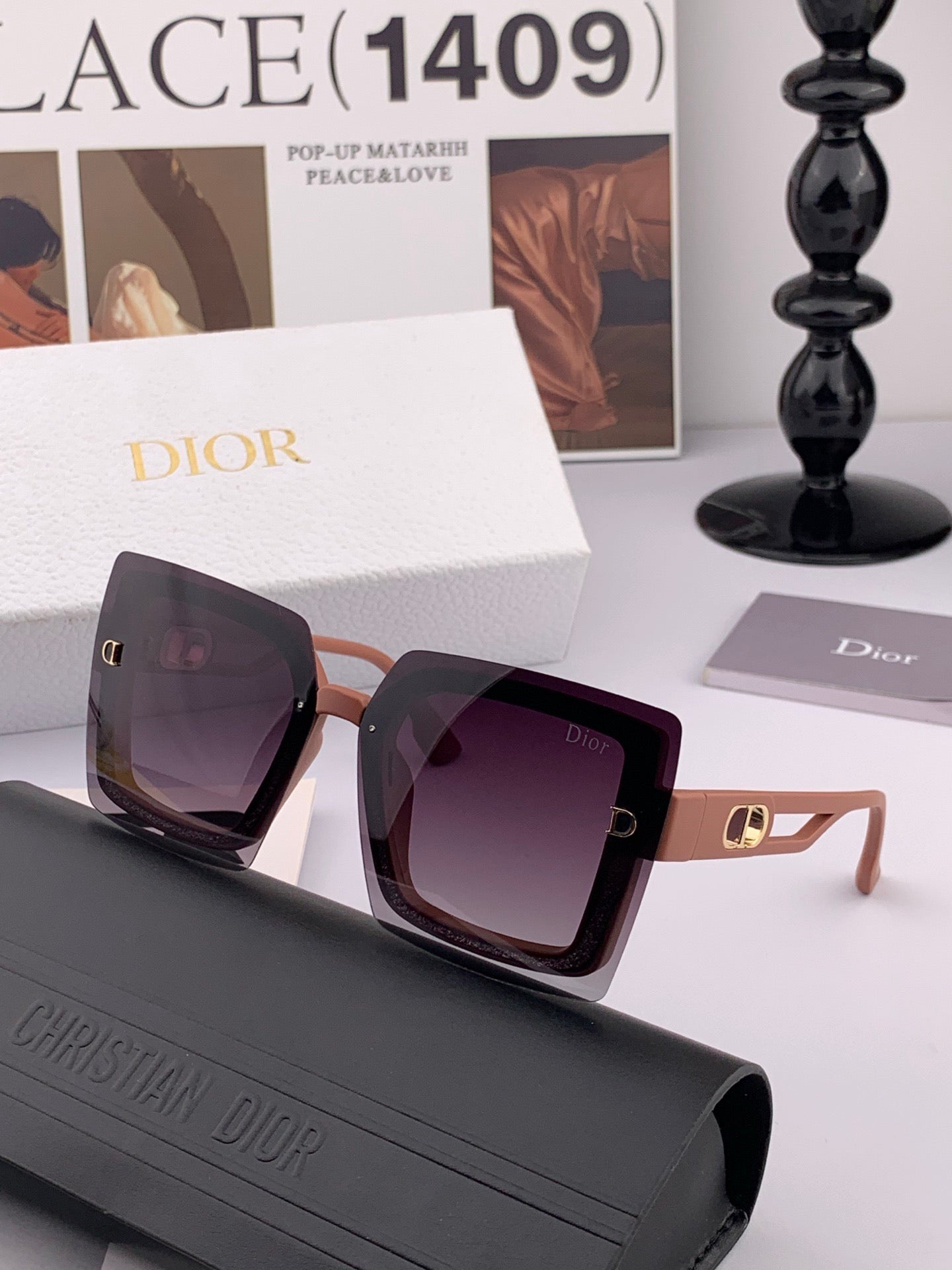Dior CD1210 Polarized Square Red Lens Sunglasses for Men & Women