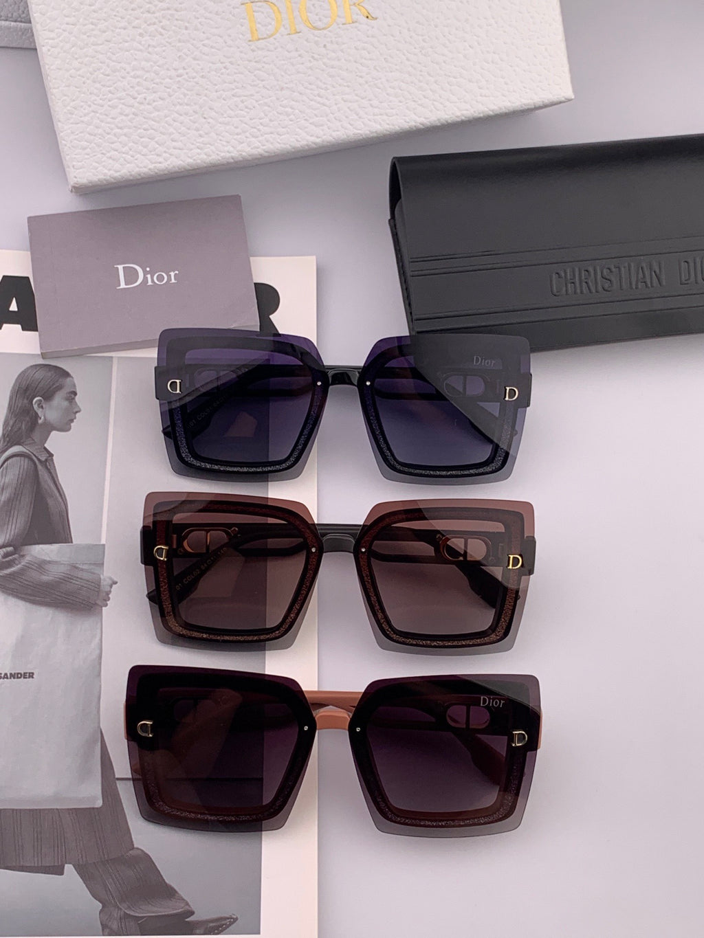 Dior CD1210 Polarized Square Red Lens Sunglasses for Men & Women - detail image 4